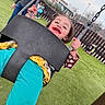 Nadiyah Claire joined the competition — help win amazing prizes! child, swing, playground, smile, happy, outdoor, grass, fence, person, playing, fun, daylight, casual_clothing, park, people, joy, activity, young_child, holding, metal_chain