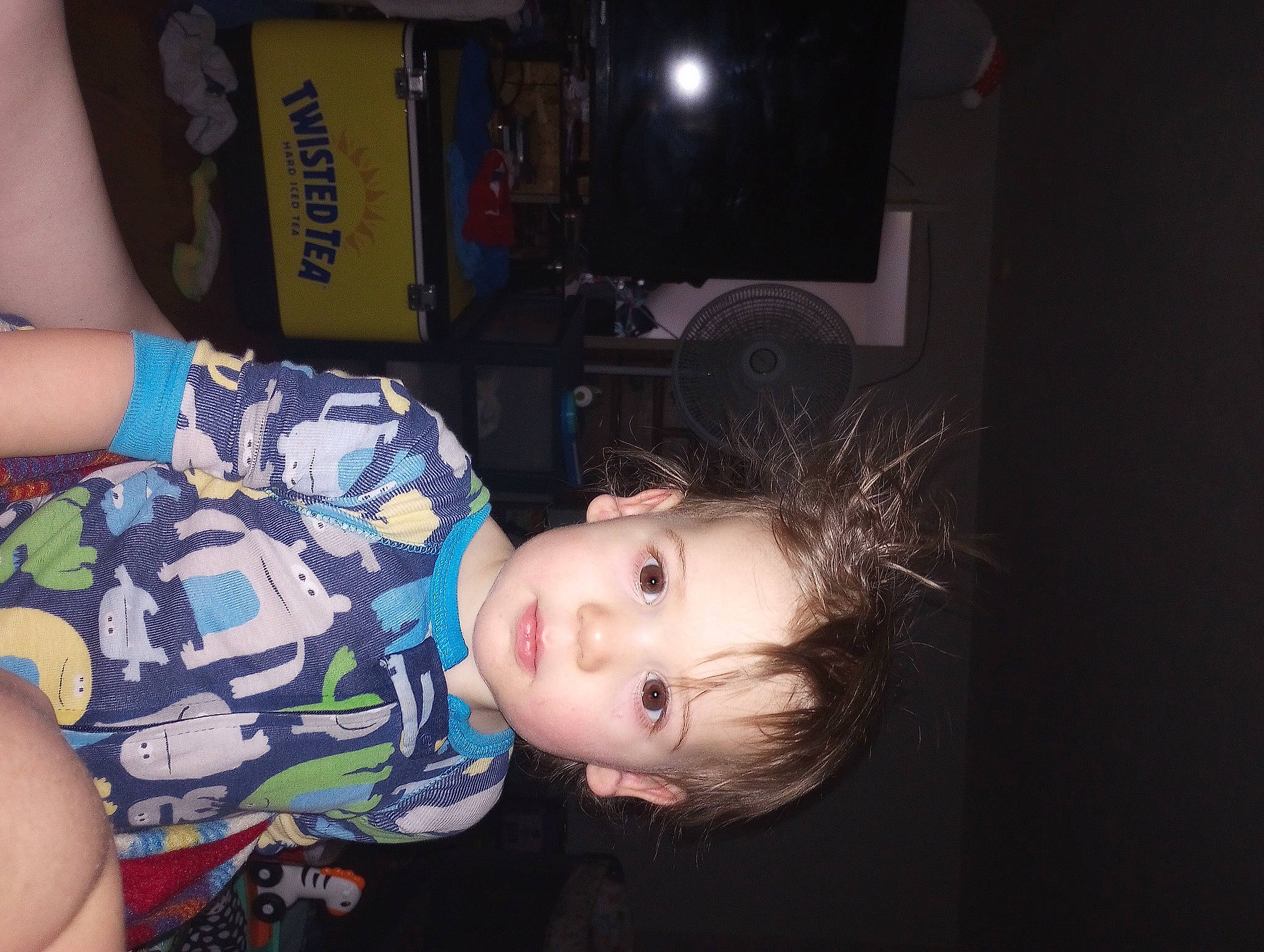 Michael joined the competition — help win amazing prizes! black_hair, chair, cheek, child, darkness, elbow, electric_blue, eyelash, flash_photography, fun, human_leg, person, room, television, thigh, toddler