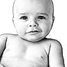 Ryley joined the competition — help win amazing prizes! baby, child, portrait, black_and_white, close_up, smile, face, skin, eyes, infant, cute, young, expression, human, person, head, shoulders, innocence, soft, background