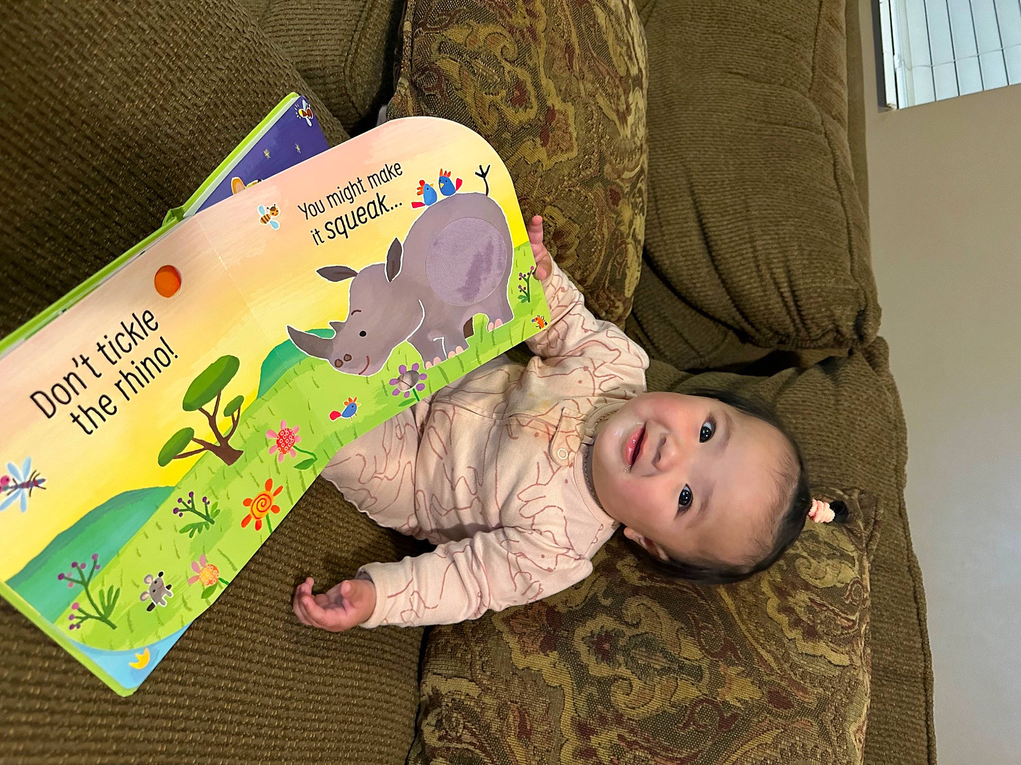 Marlee joined the competition — help win amazing prizes! baby, baby_products, baby_toddler_clothing, child, comfort, font, grass, happy, joy, linens, magenta, paper_product, pattern, person, product, room, sitting, sleeve, textile, toddler