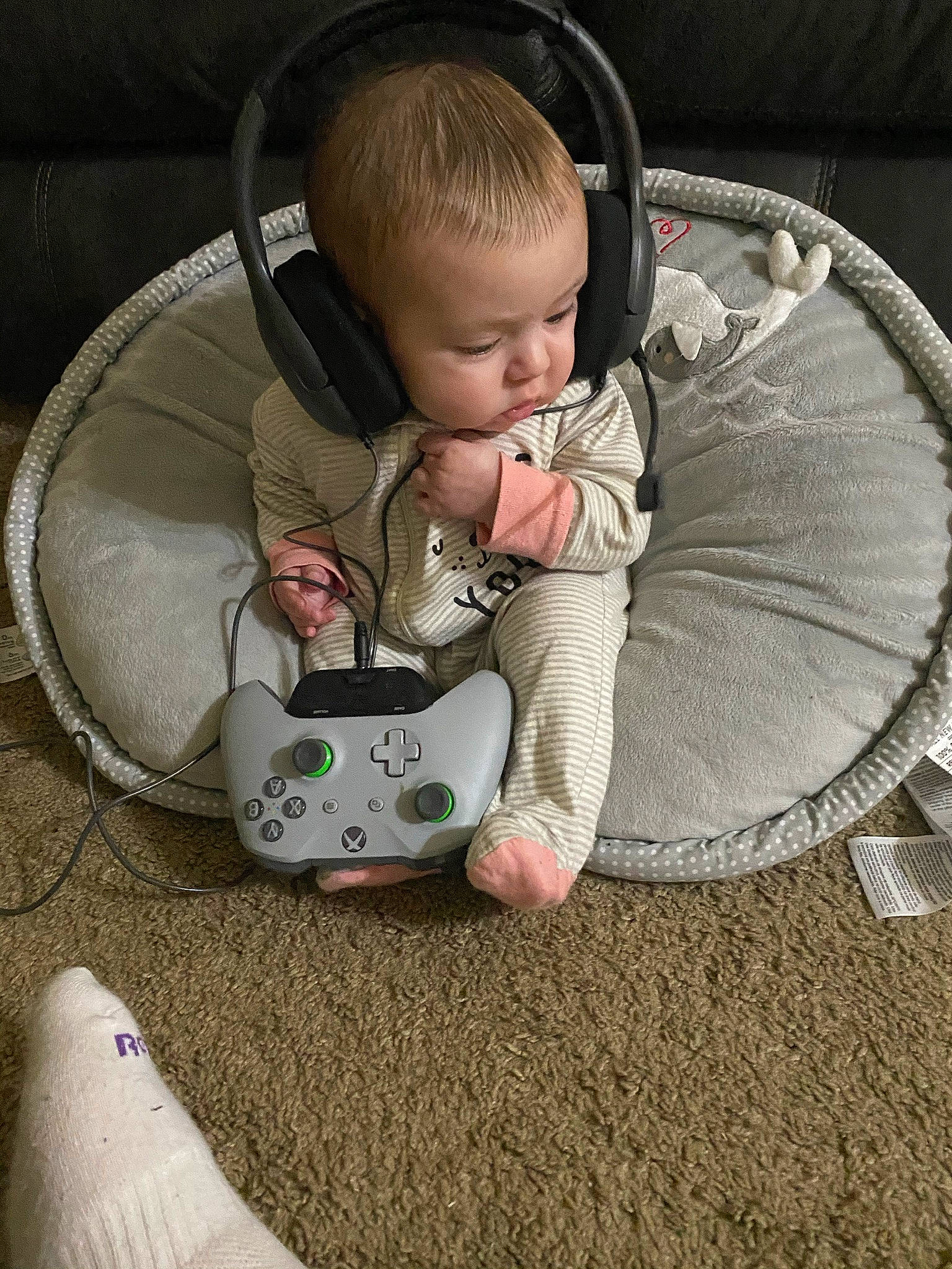 Annabeth joined the competition — help win amazing prizes! audio_equipment, baby, baby_carriage, baby_in_car_seat, baby_products, baby_sleeping, baby_toddler_clothing, bag, child, comfort, fun, gadget, grass, infant_bed, linens, luggage_and_bags, person, play, product, sitting