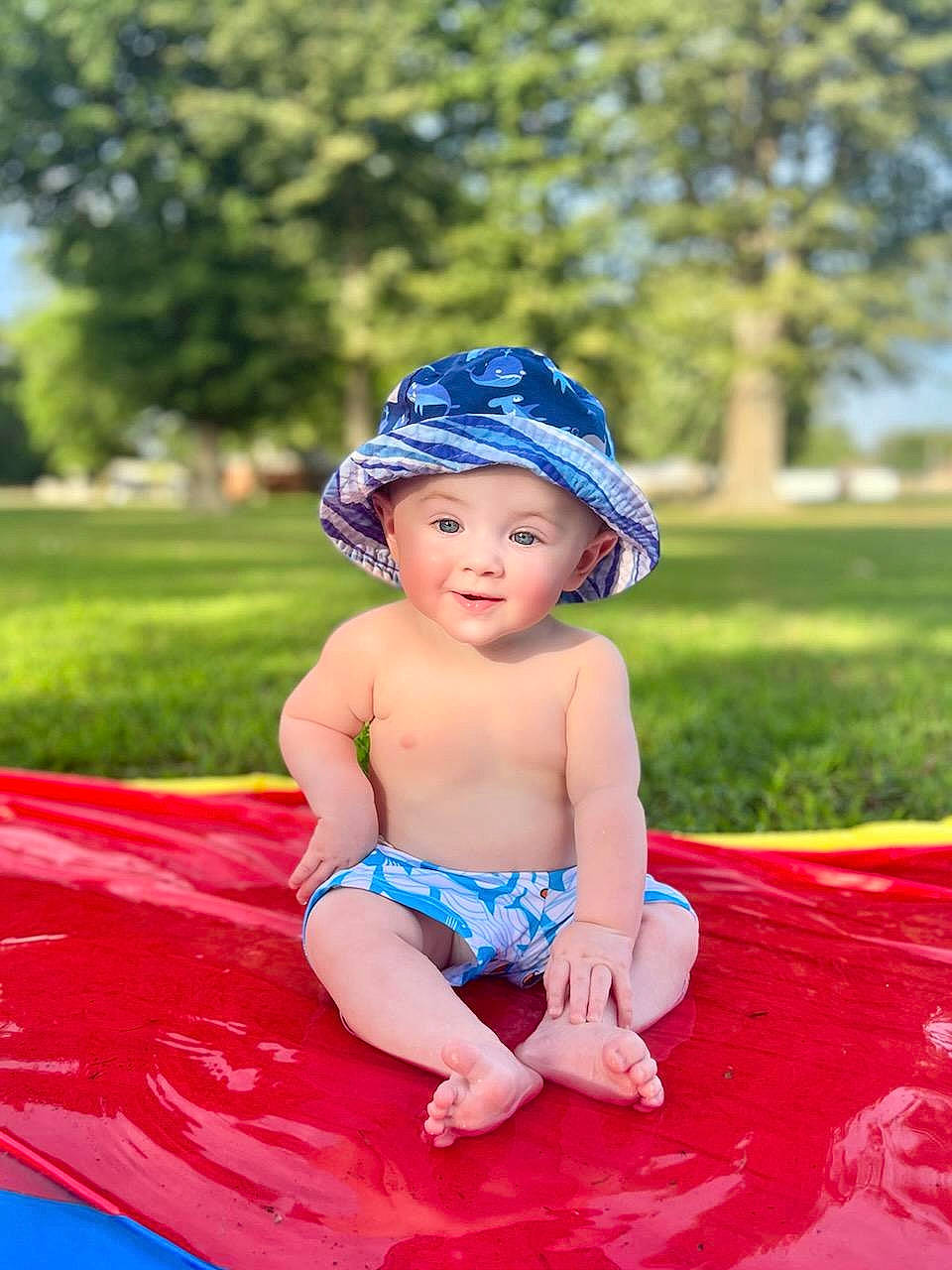 Gage joined the competition — help win amazing prizes! azure, baby, baby_toddler_clothing, beauty, cap, electric_blue, fun, grass, happy, hat, headgear, headwear, leisure, people_in_nature, person, pink, plant, recreation, summer, sun_hat