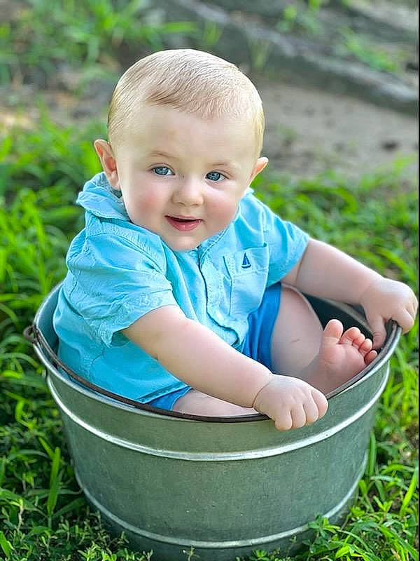 Gage joined the competition — help win amazing prizes! azure, baby, baby_toddler_clothing, chair, child, eye, facial_expression, fun, grass, happy, lawn, leisure, mammal, people_in_nature, person, plant, product, skin, smile, toddler