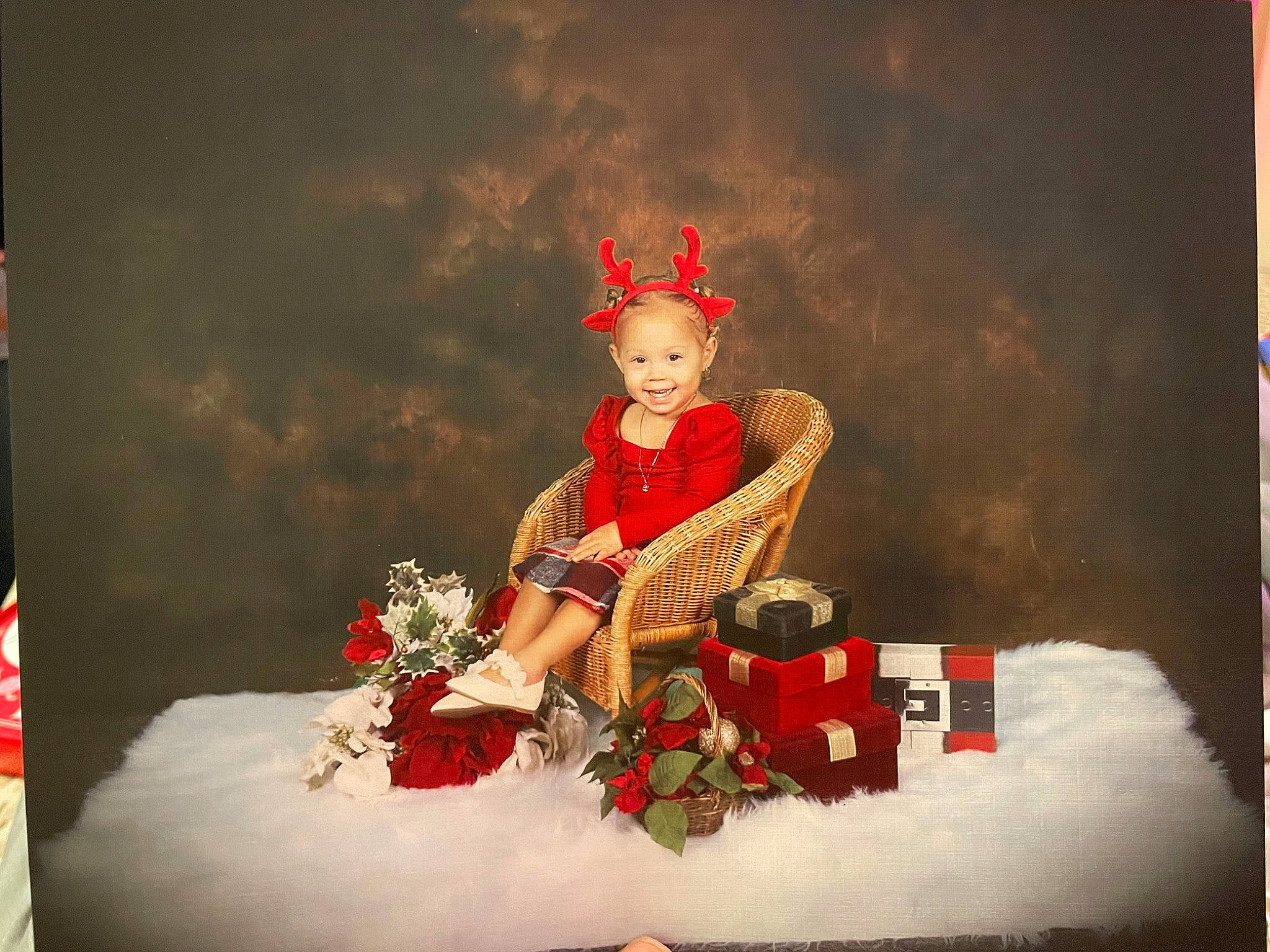 Kaylie joined the competition — help win amazing prizes! art, carmine, christmas, christmas_decoration, event, fashion_design, floral_design, flower_arranging, headpiece, holiday, joy, paint, person, plant, rectangle, rose, sitting, snow, tradition, vintage_clothing