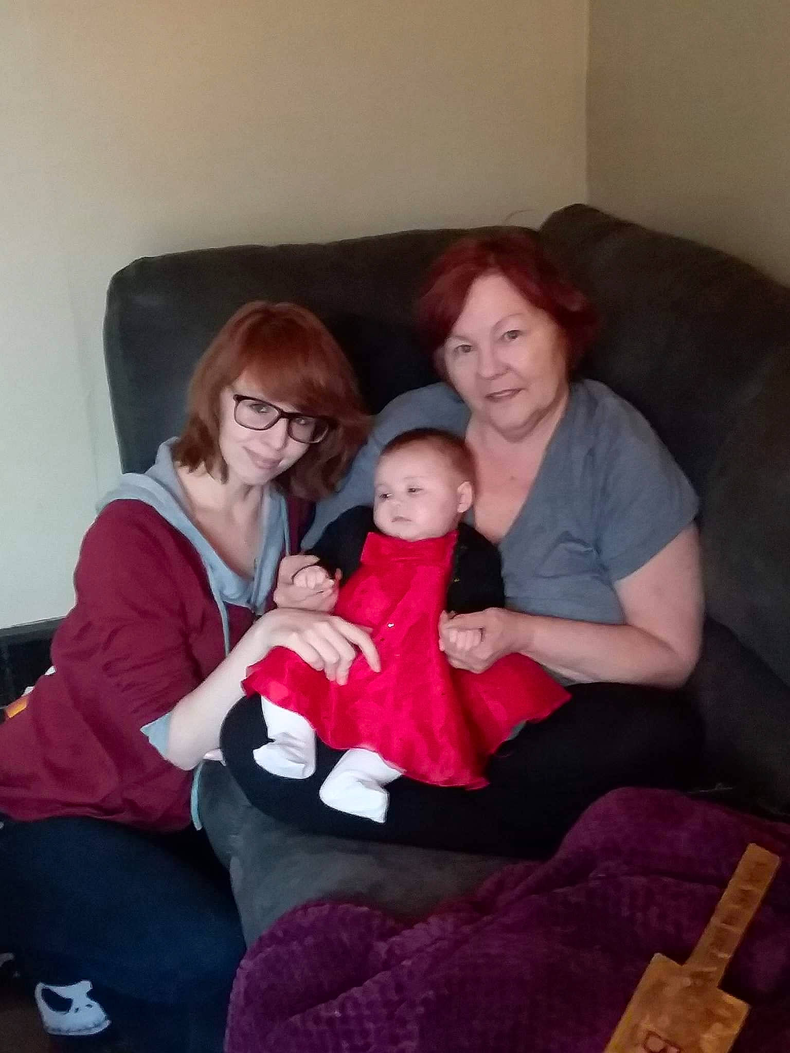 Raeann joined the competition — help win amazing prizes! child, daughter, day, family, fun, girl, mother, people, person, product, red, sitting, smile, textile, toddler