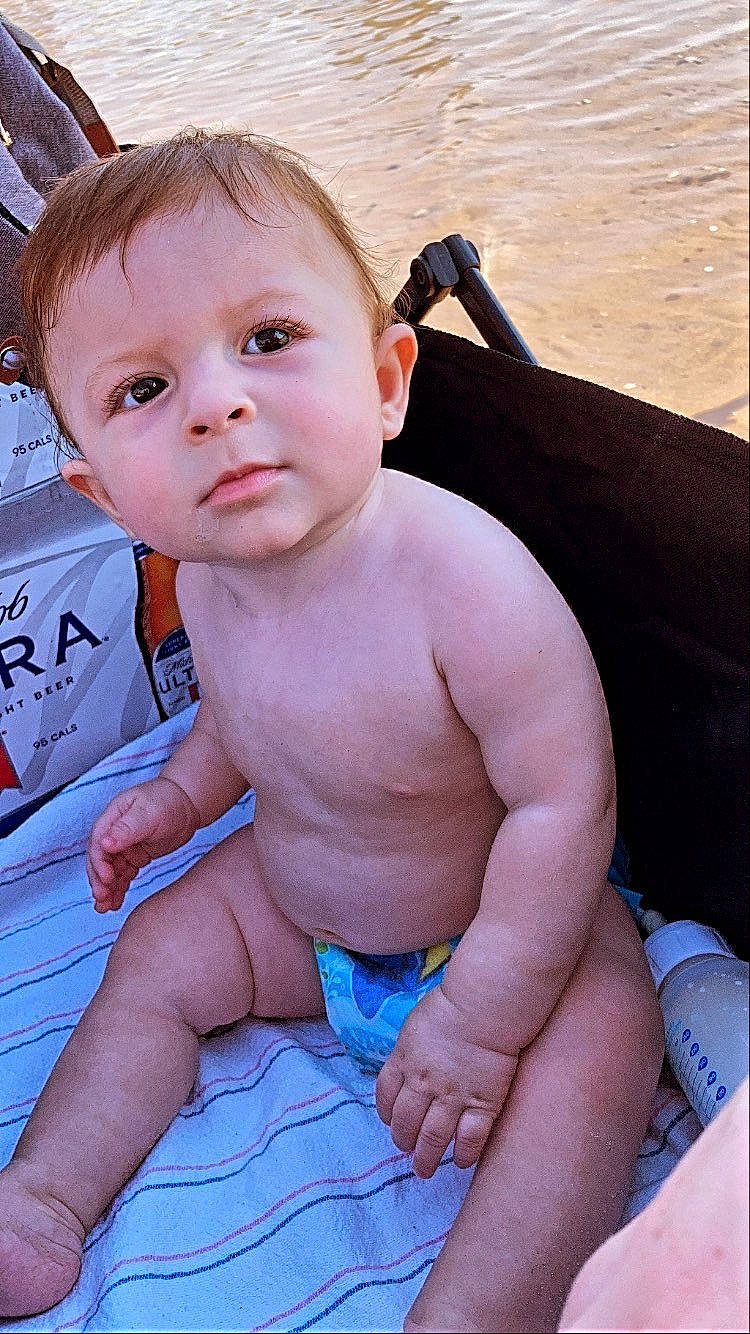 Larry joined the competition — help win amazing prizes! baby, cheek, child, eye, face, head, lip, muscle, neck, nose, person, sitting, skin, toddler