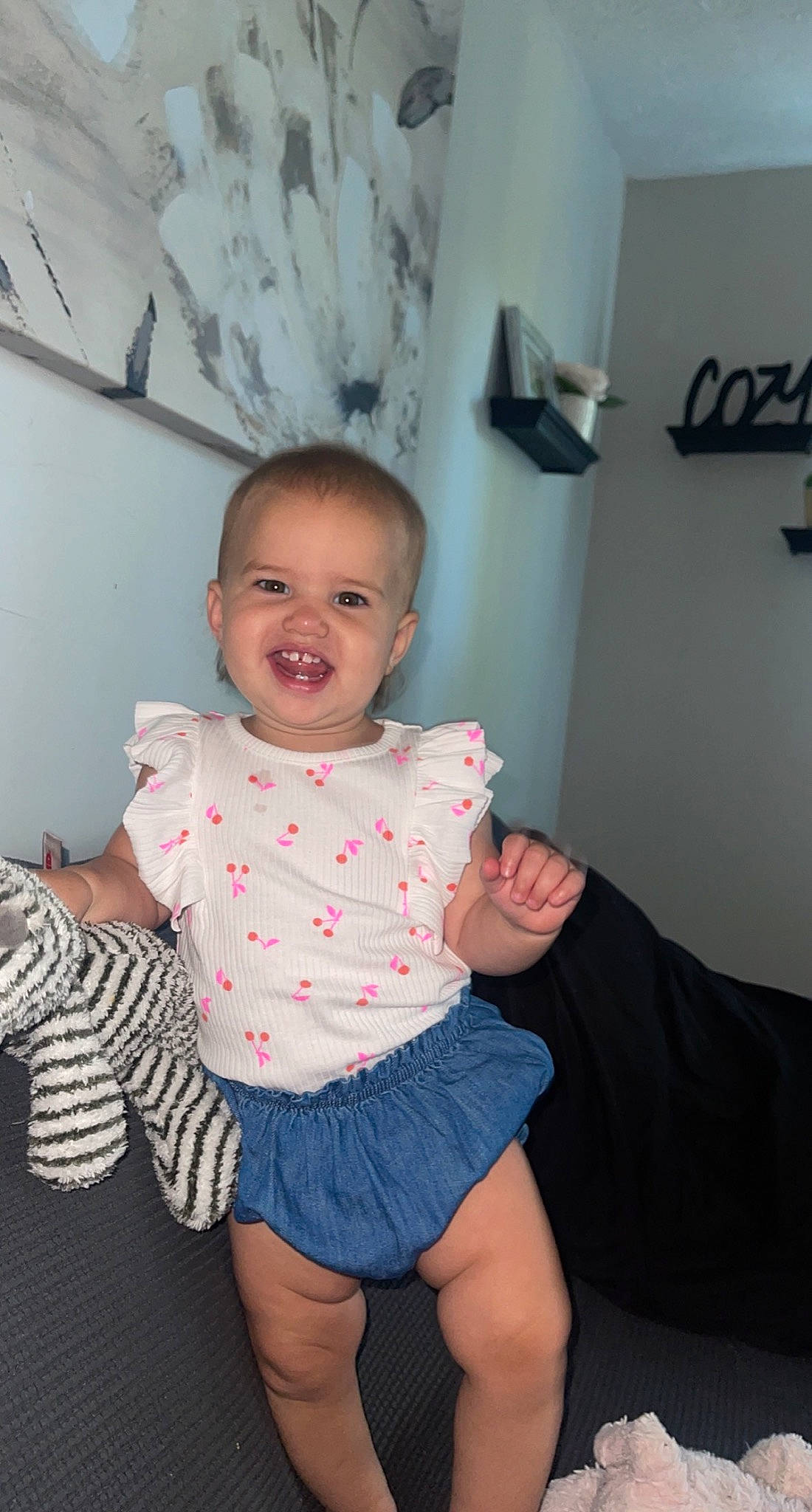 Alively joined the competition — help win amazing prizes! arm, baby, baby_toddler_clothing, cheek, elbow, eye, flash_photography, happy, human_body, iris, joint, knee, leg, neck, person, pink, sleeve, smile, t_shirt, thigh