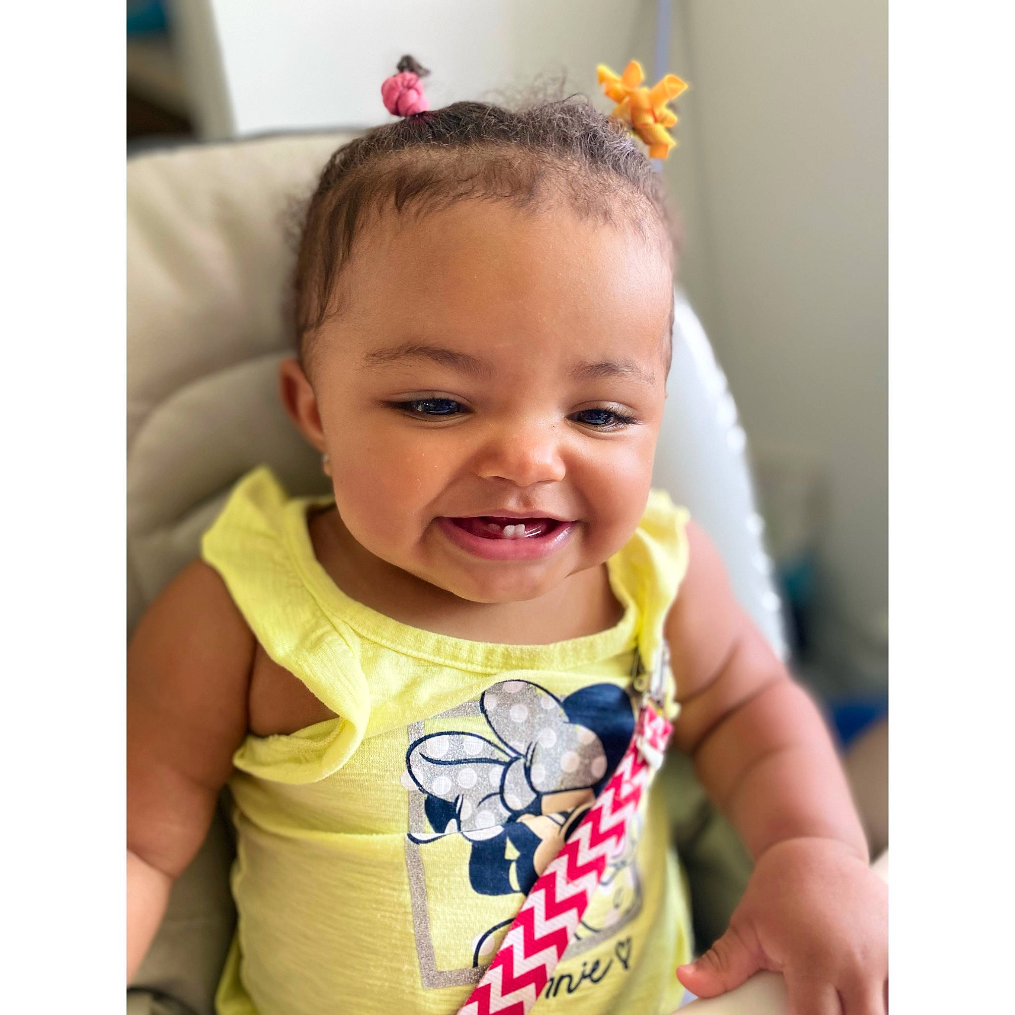 Kaylani is registered to the contest to win money with this photo: arm, baby, baby_toddler_clothing, cheek, chin, dress, ear, eye, eyebrow, face, gesture, happy, head, iris, joy, neck, person, product, skin, sleeve