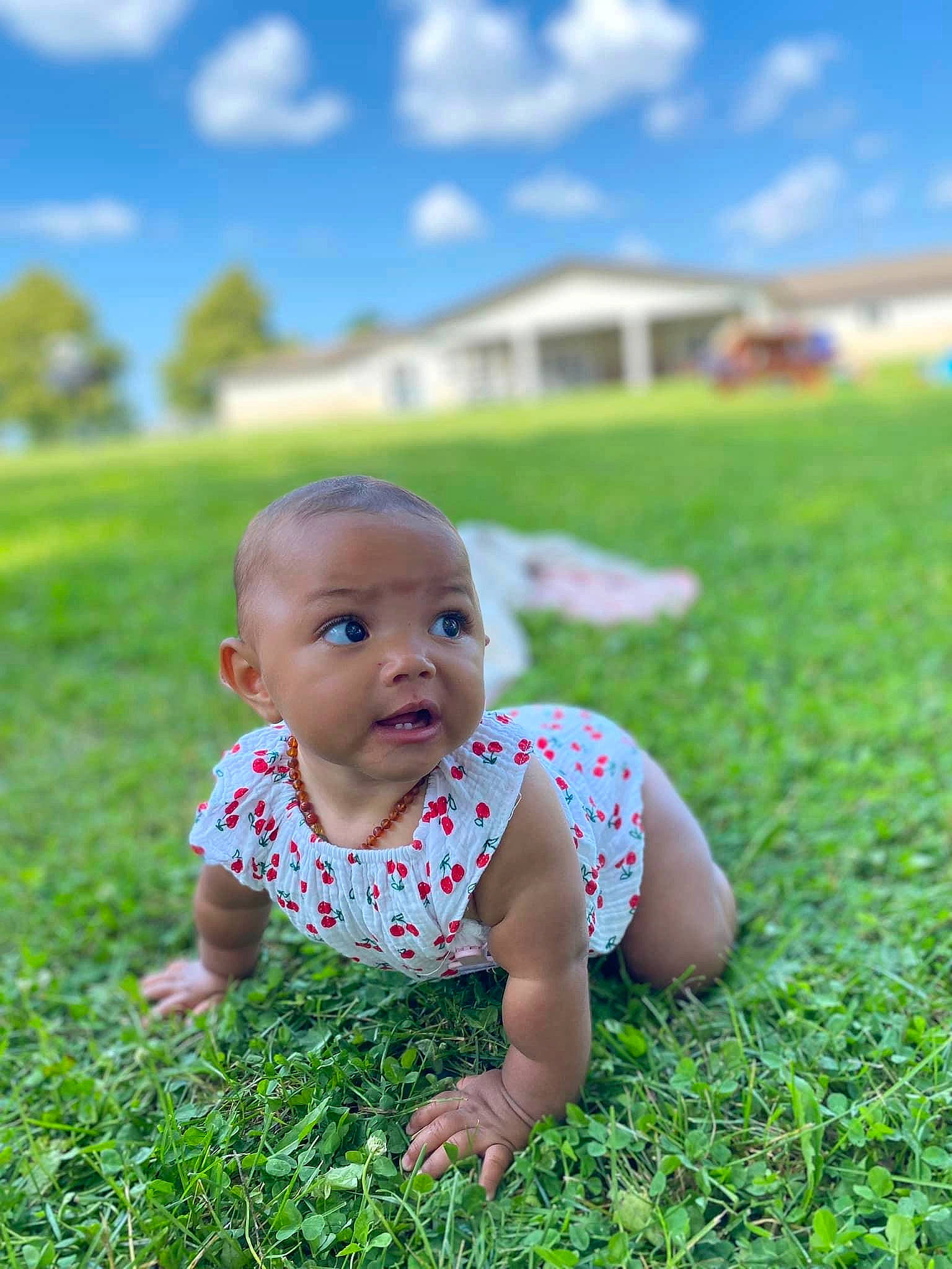 Khlèo joined the competition — help win amazing prizes! baby, baby_toddler_clothing, cloud, face, flash_photography, grass, grassland, green, happy, leaf, leisure, people_in_nature, person, plant, skin, sky, summer, sunlight, surprise, toddler