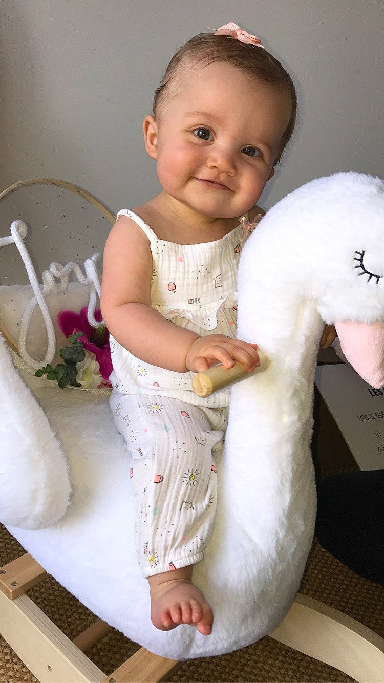 Joyce participe au concours pour gagner de l'argent avec cette photo : abdomen, baby, baby_toddler_clothing, cheek, child, dress, eye, gesture, happy, head, human_body, joy, neck, person, pink, skin, sleeve, smile, thumb, toddler