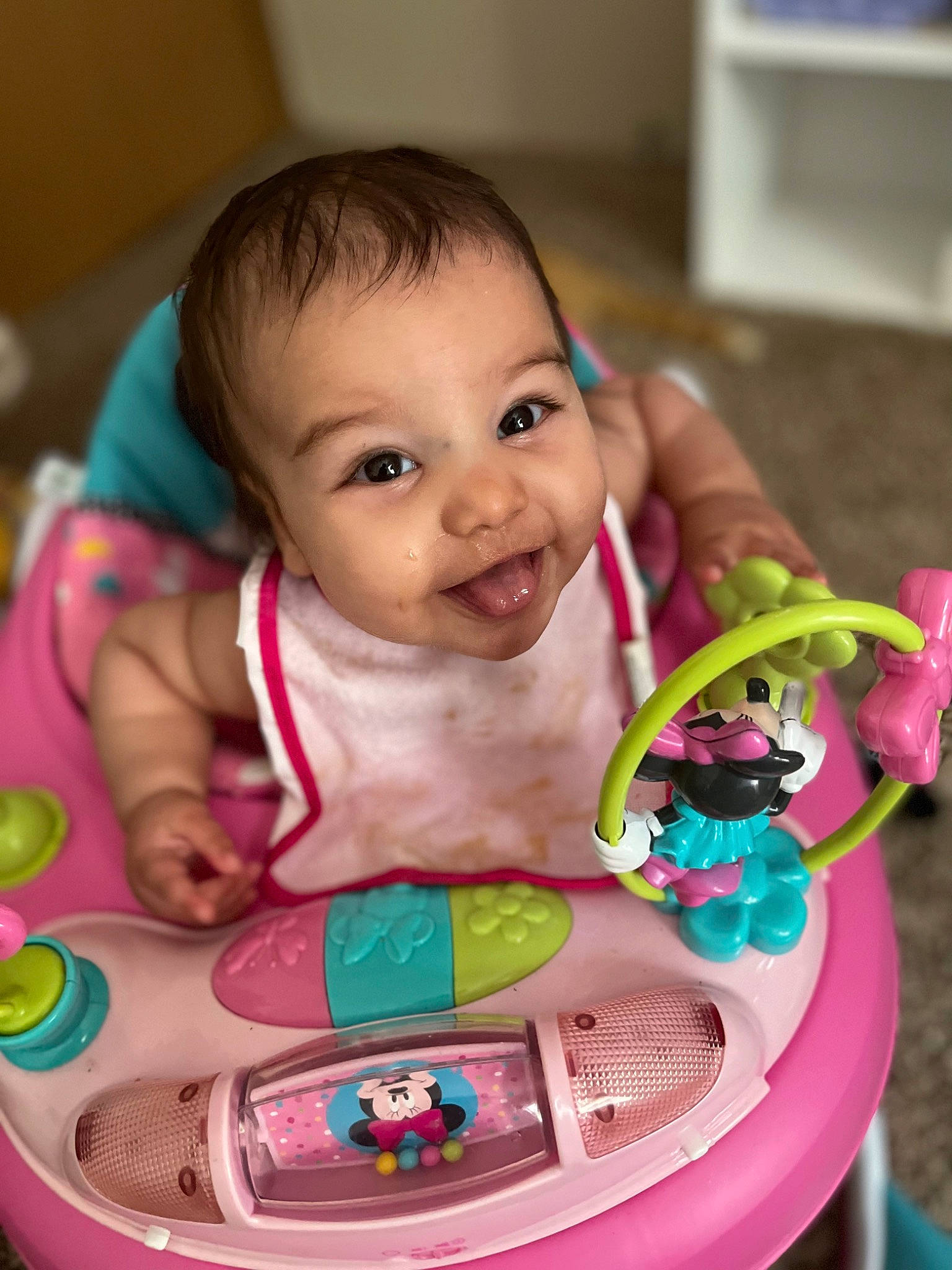 Arriyah Mae joined the competition — help win amazing prizes! baby, baby_playing_with_toys, baby_products, baby_toddler_clothing, cheek, child, eyelash, facial_expression, fun, happy, joy, mouth, nose, organ, person, pink, product, skin, smile, toddler
