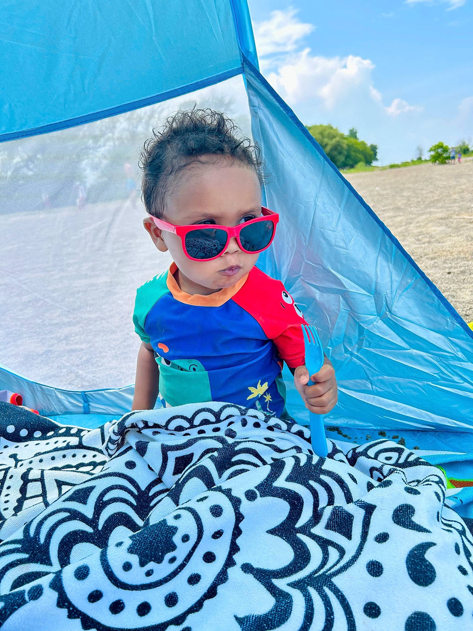 Emi joined the competition — help win amazing prizes! azure, blue, cloud, cool, electric_blue, eyewear, fun, glasses, goggles, happy, leisure, morning, people_in_nature, person, recreation, shade, sky, sunglasses, tints_and_shades, toddler