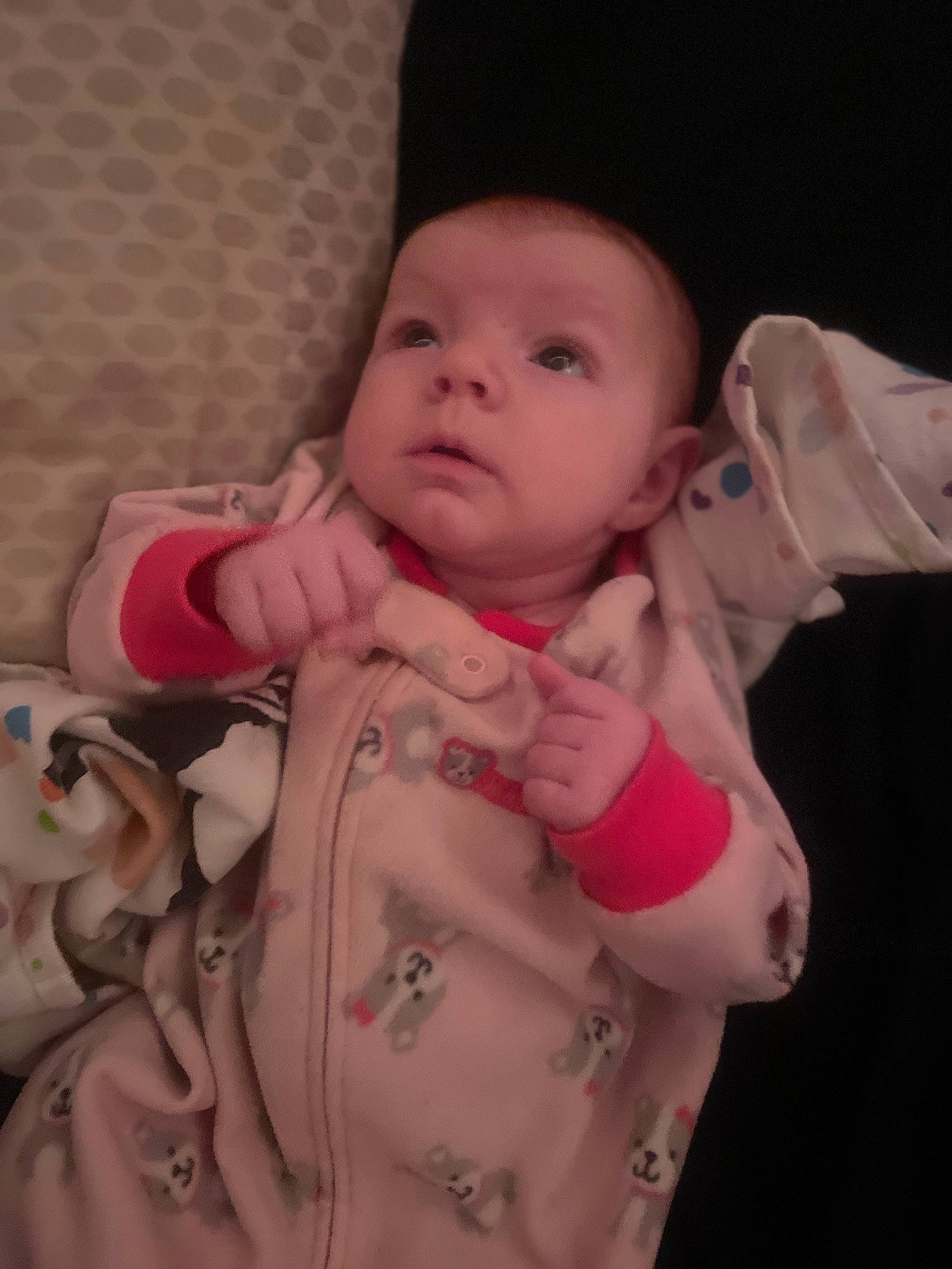 Anna is registered to the contest to win money with this photo: abdomen, baby, baby_toddler_clothing, cheek, chest, chin, comfort, gesture, human_body, lip, mouth, neck, nose, person, pink, skin, sleeve, stomach, thumb, toddler