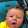 Elijah joined the competition — help win amazing prizes! baby, child, blue_eyes, yellow_clothing, stroller, seat, outdoor, face, expression, hair, infant, closeup, young_child, candid, portrait, happy, cute, skin, person, daylight