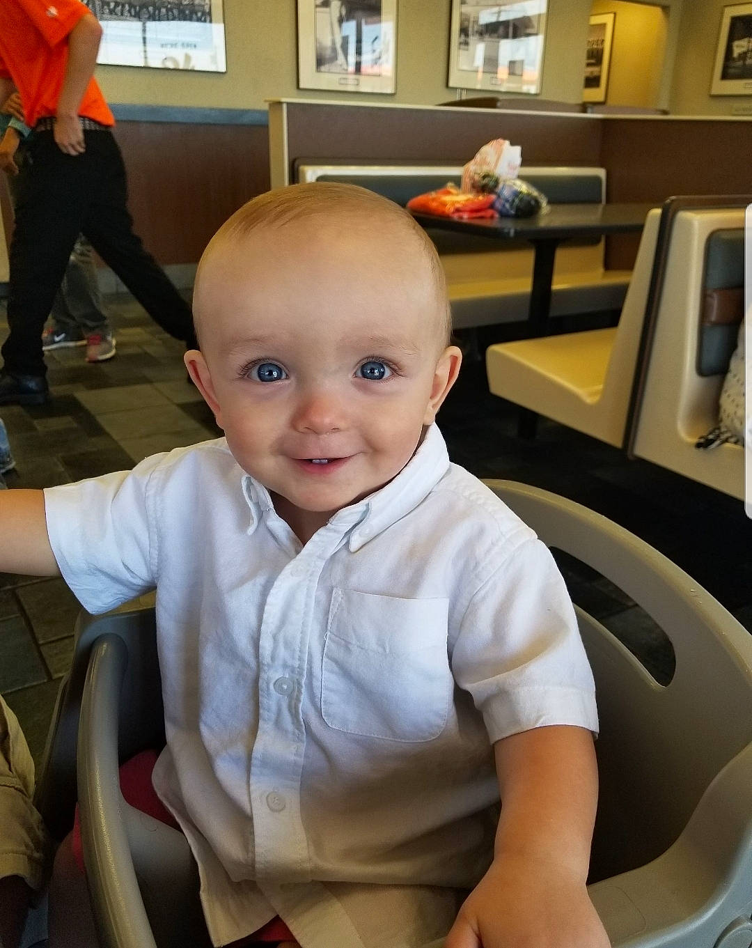 Bryer is registered to the contest to win money with this photo: boy, child, day, ear, eye, girl, hair, hairstyle, head, human_hair_color, infant, joy, person, product, sitting, skin, smile, standing, toddler