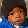 Shawn joined the competition — help win amazing prizes! beanie, blue_jacket, child, closeup, clothing, cute, expression, eyes, face, fashion, hat, headwear, outdoor, person, portrait, skin, toddler, warm, winter, young