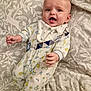 Daniel joined the competition — help win amazing prizes! baby, infant, onesie, bib, blanket, lying_down, face, tongue, expression, cute, child, pattern, fabric, hand, foot, soft, cozy, indoors, person, smile