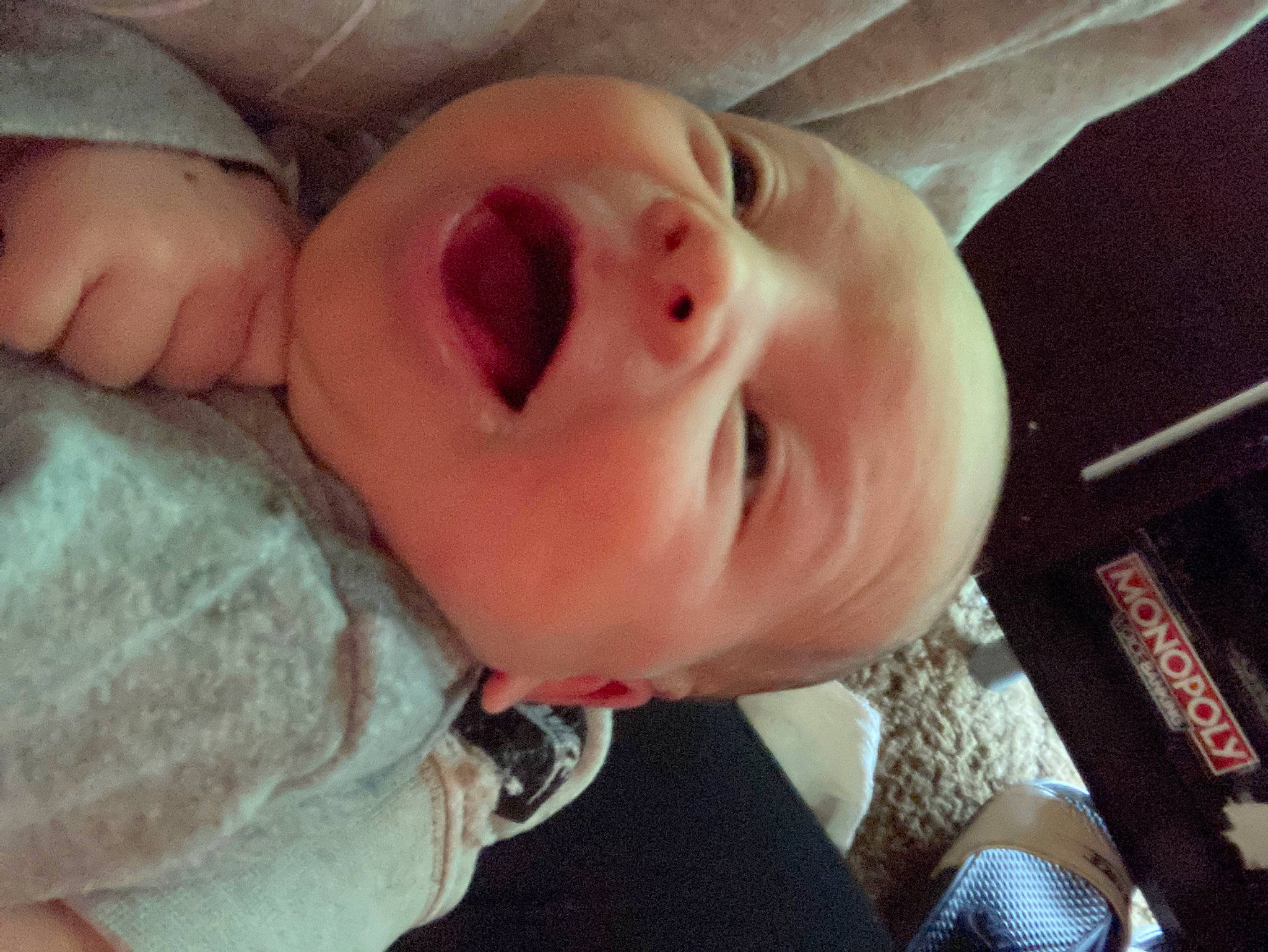 Weston is registered to the contest to win money with this photo: baby, baby_products, baby_toddler_clothing, cheek, child, comfort, ear, eyelash, forehead, gesture, happy, iris, lip, mouth, neck, nose, person, skin, smile, thumb