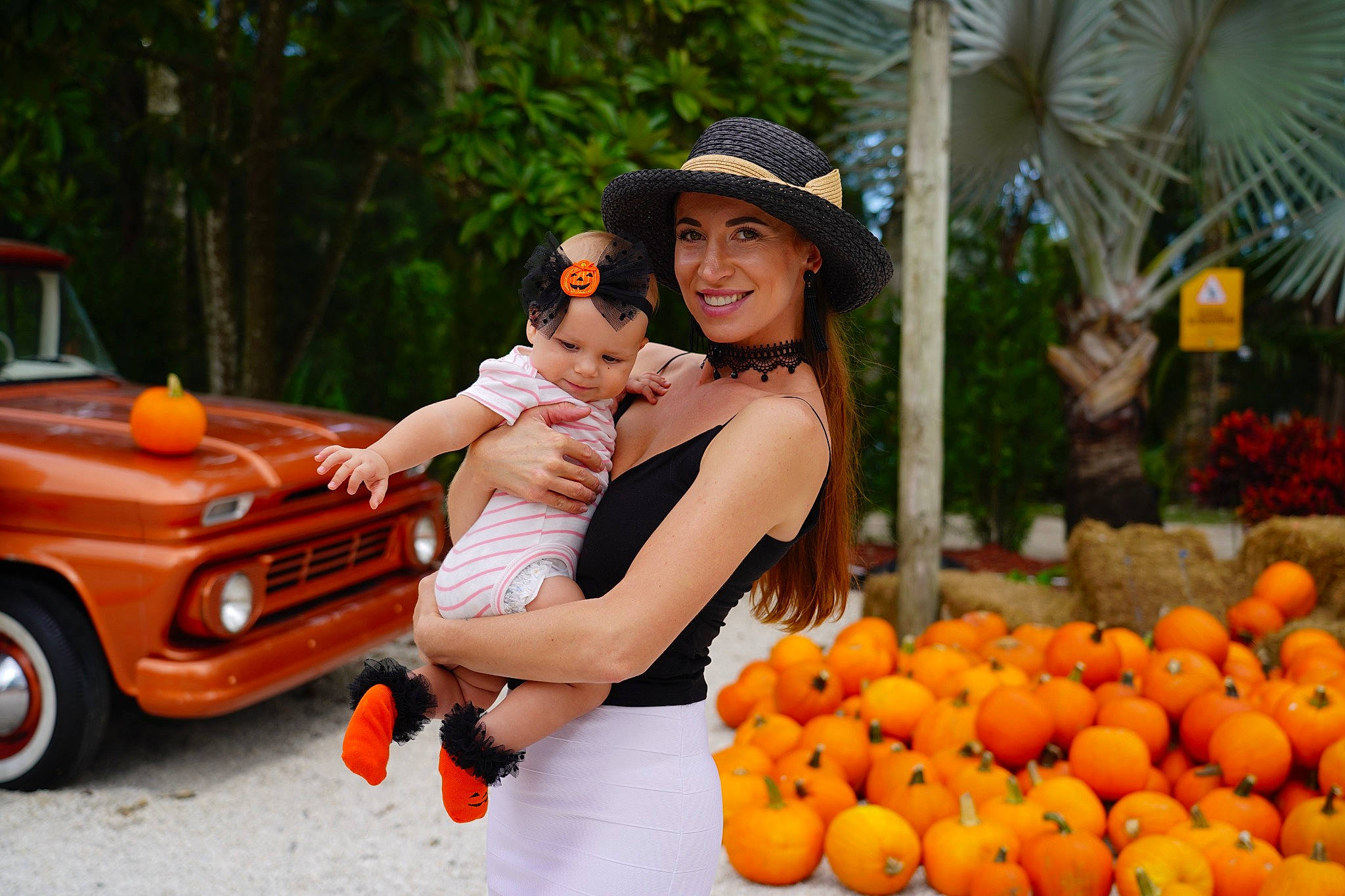 Erica joined the competition — help win amazing prizes! car, citrus, cucurbita, dress, fun, happy, hat, headwear, joy, leisure, motor_vehicle, natural_foods, people, person, plant, pumpkin, smile, summer, tire, toy