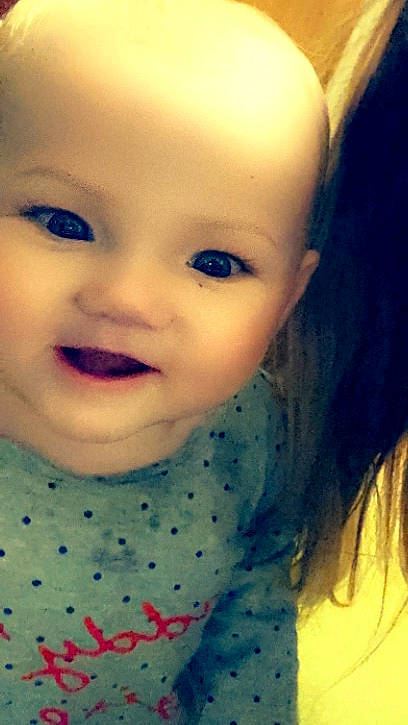 Addalyn is registered to the contest to win money with this photo: baby, baby_toddler_clothing, cheek, chin, cool, eyebrow, eyelash, forehead, hair, happy, iris, jaw, lip, mouth, nose, organ, person, skin, sleeve, smile