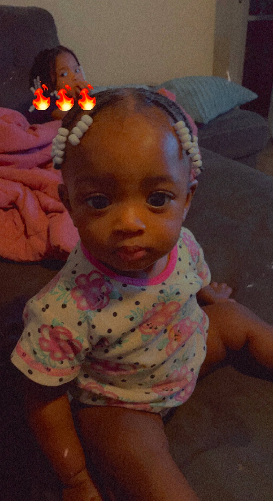 Laitynn Rose is registered to the contest to win money with this photo: baby, baby_toddler_clothing, cheek, child, eyelash, forehead, fun, happy, head, iris, lip, mouth, neck, nose, person, pink, purple, sitting, skin, smile