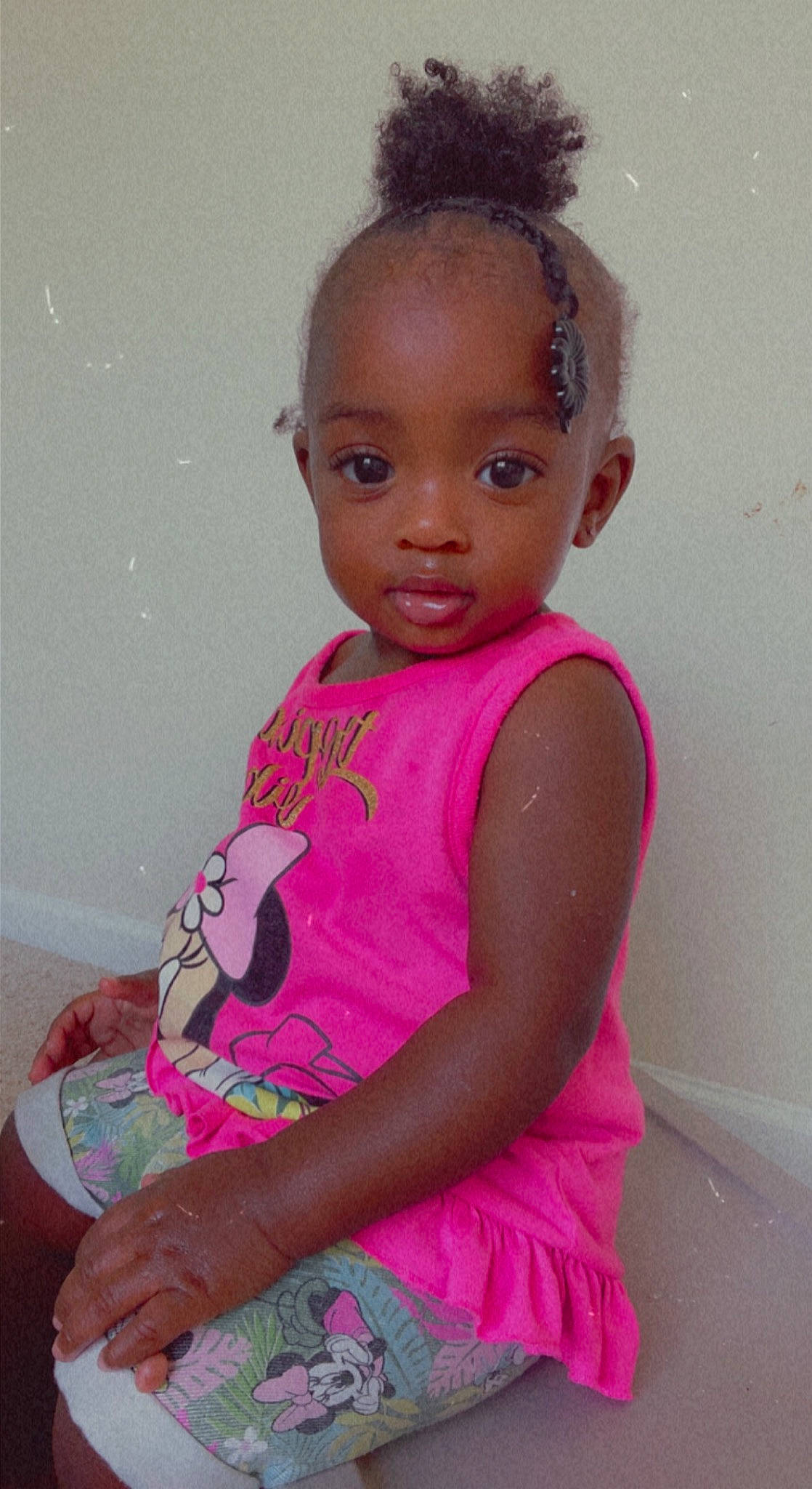 Laitynn Rose is registered to the contest to win money with this photo: baby_toddler_clothing, black_hair, cheek, child, chin, day_dress, dress, fashion_accessory, fashion_design, hair, happy, jewellery, lip, magenta, one_piece_garment, person, pink, sitting, skin, sleeve