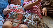 Valentina joined the competition — help win amazing prizes! children, baby, toddler, siblings, sisters, portrait, smiling, lying_down, bed, pillow, indoors, window, sunlight, floral_clothing, pink_clothing, infant, family, cozy, interaction, home