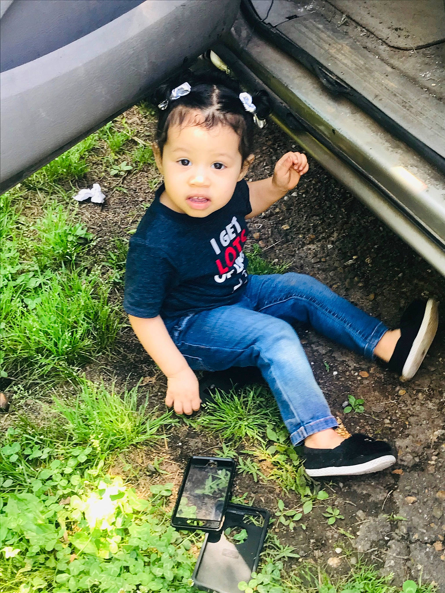 Amia joined the competition — help win amazing prizes! auto_part, baby, child, cool, fun, grass, jeans, leg, person, photography, plant, play, sitting, skin, t_shirt, toddler, tree, vacation