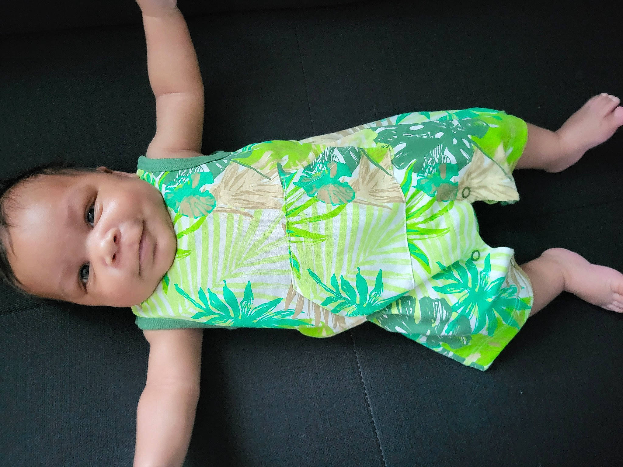 Kingston is registered to the contest to win money with this photo: baby, baby_toddler_clothing, child, dress, elbow, finger, flash_photography, foot, happy, human_leg, joint, knee, leg, pattern, person, shorts, sleeve, t_shirt, thigh, toddler