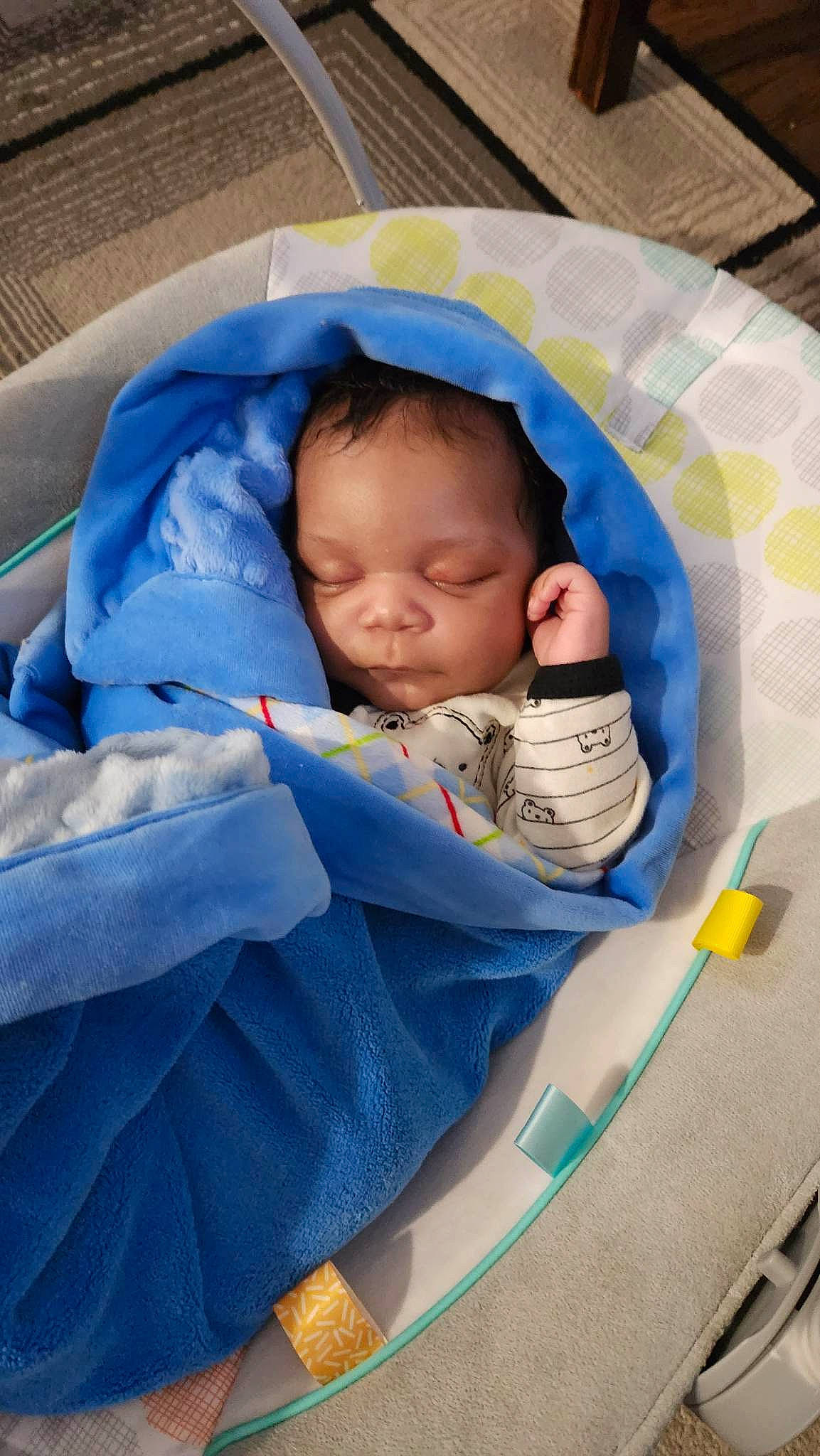 Kingston is registered to the contest to win money with this photo: baby, baby_products, baby_safety, baby_toddler_clothing, bedtime, child, comfort, electric_blue, leisure, linens, nap, person, room, sitting, sleep, toddler, vacation