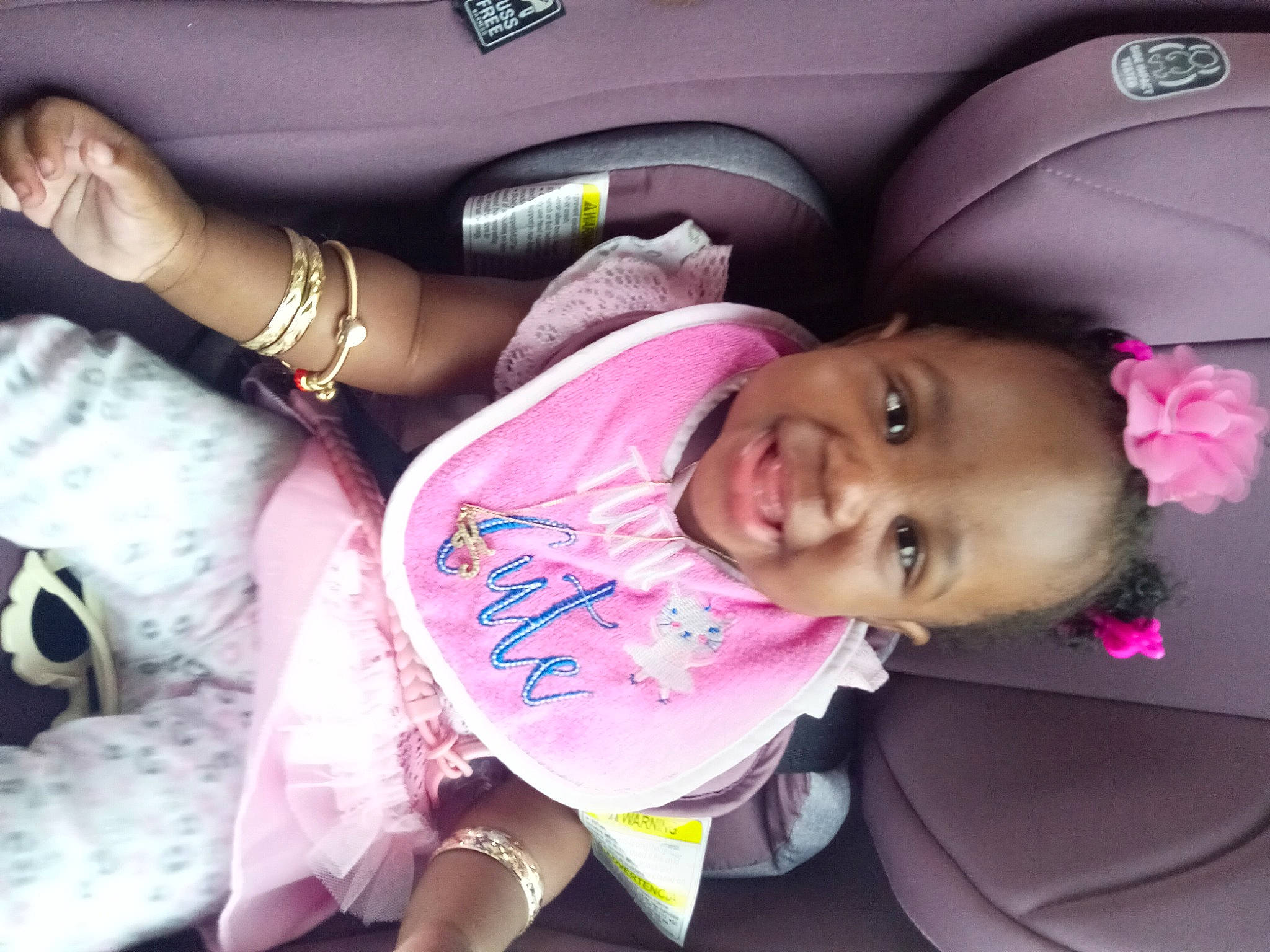 Kalayshia joined the competition — help win amazing prizes! baby, beauty, black_hair, car_seat, cheek, comfort, cool, eyelash, finger, fun, gesture, happy, lip, magenta, mouth, person, pink, skin, smile, thigh