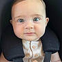 Louise a rejoint le concours — aidez-le/la à gagner de superbes lots ! baby, infant, car_seat, seatbelt, toy, stuffed_animal, child, portrait, close_up, blue_eyes, clothing, buttoned_shirt, soft_toy, candid, indoor, cute, face, head, baby_fashion, seat_safety