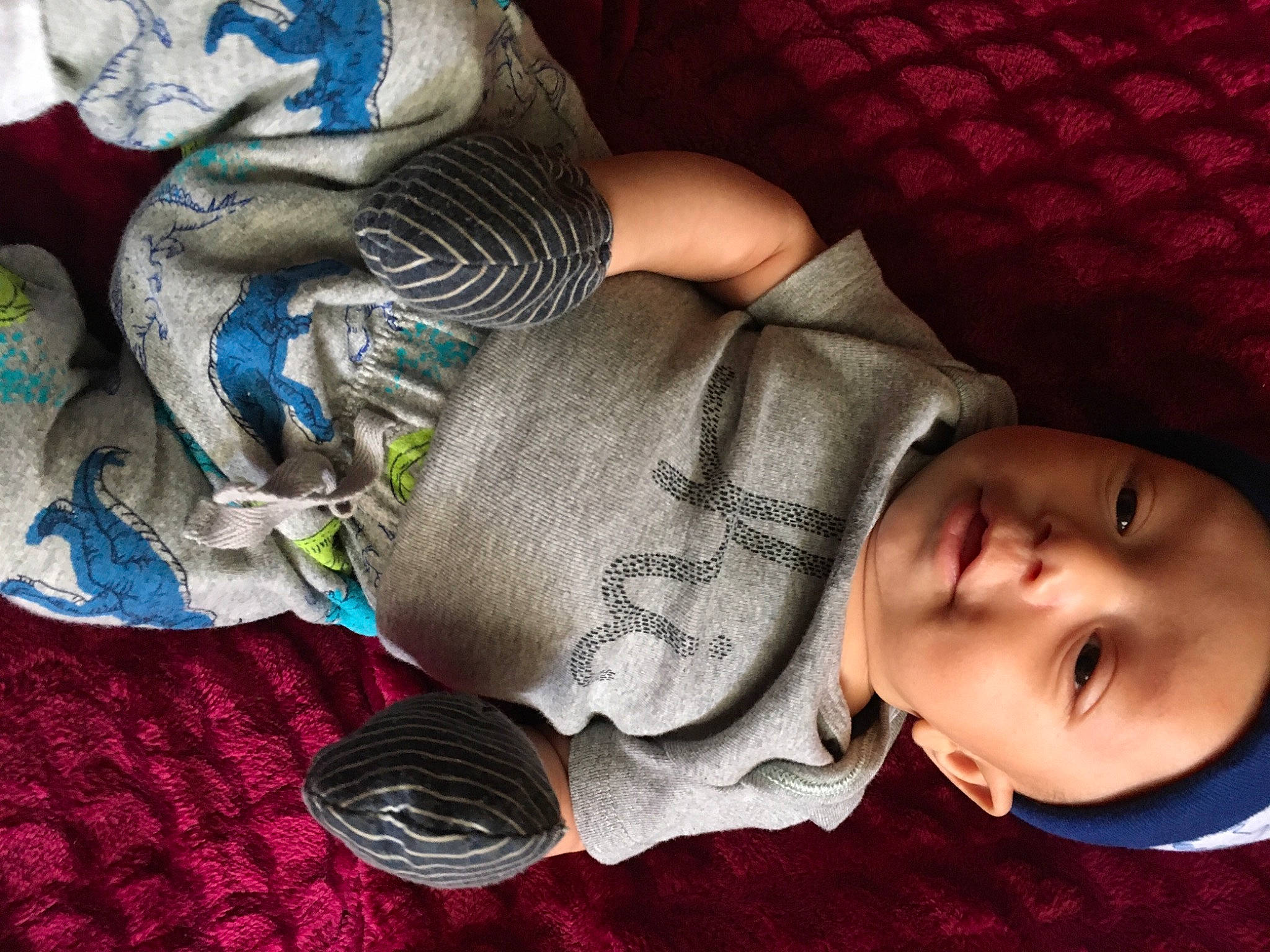 Anthony joined the competition — help win amazing prizes! baby, baby_toddler_clothing, child, comfort, cool, electric_blue, headgear, headwear, human_body, human_leg, linens, mammal, mouth, nose, pattern, person, skin, thigh, toddler, tree