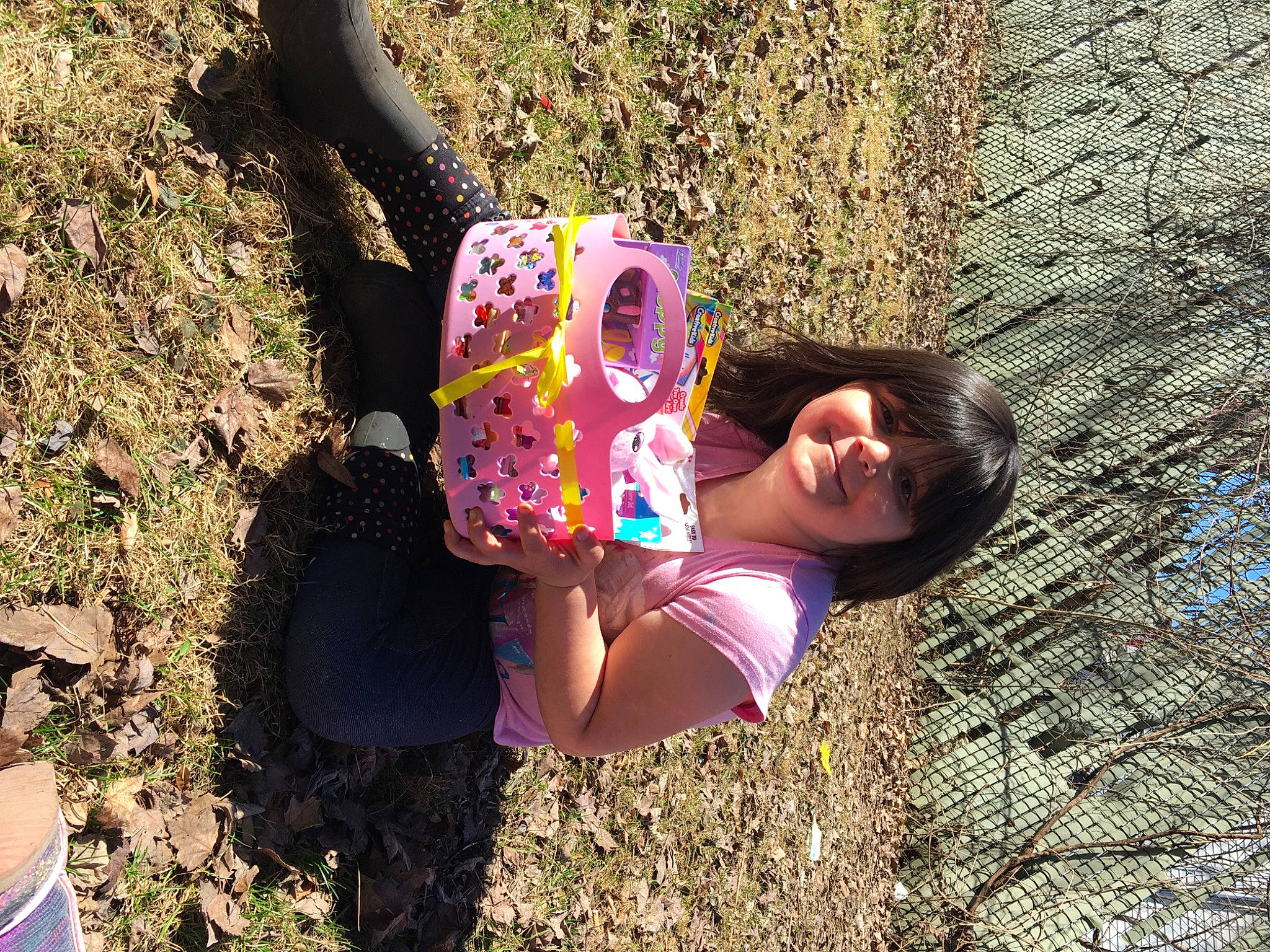 Kyleigh joined the competition — help win amazing prizes! baby_toddler_clothing, fun, grass, grass_family, happy, joy, leisure, magenta, organism, pattern, people_in_nature, person, plant, play, shadow, sitting, soil, t_shirt, tints_and_shades, toddler