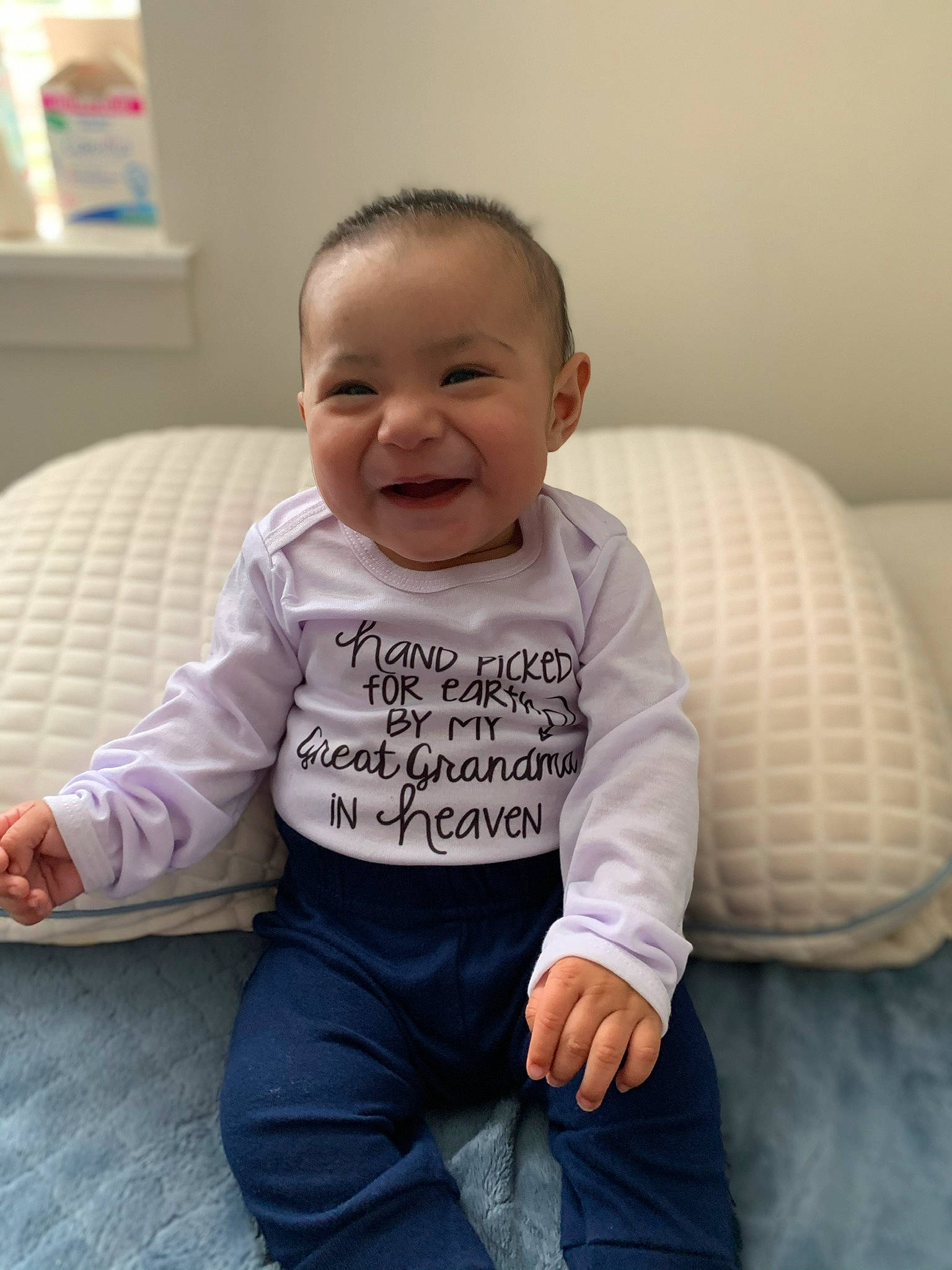 Andrés joined the competition — help win amazing prizes! arm, baby, baby_products, baby_toddler_clothing, cheek, child, face, facial_expression, happy, head, person, product, sitting, skin, sleeve, smile, t_shirt, toddler
