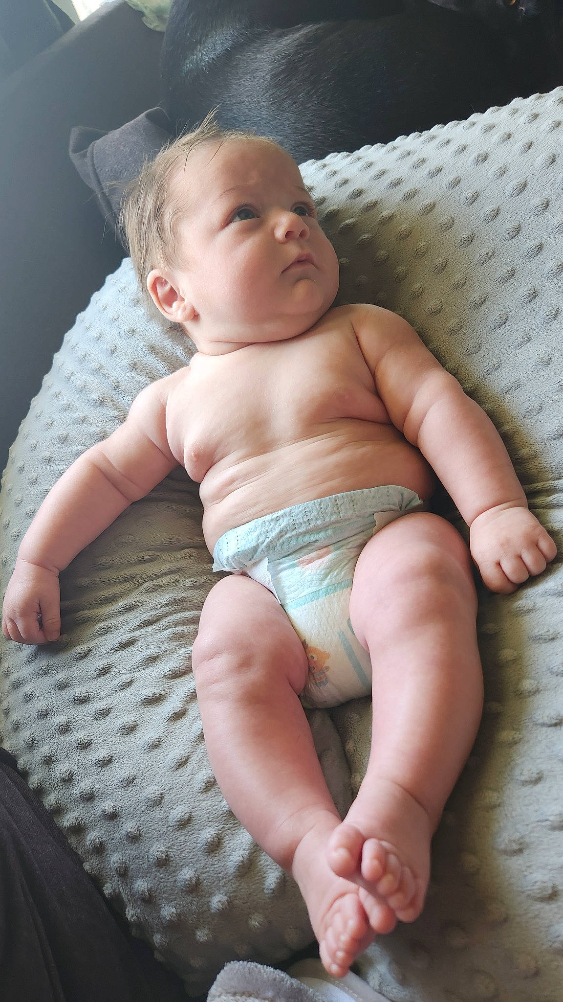 John joined the competition — help win amazing prizes! arm, baby, baby_toddler_clothing, barefoot, cheek, chest, comfort, eye, finger, hand, human_body, iris, knee, leg, person, skin, stomach, textile, thigh, toddler