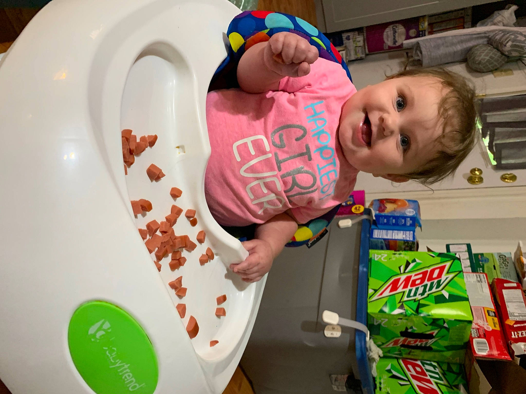 Cailyn joined the competition — help win amazing prizes! baby, baby_playing_with_toys, baby_products, baby_toddler_clothing, baby_toys, child, fun, green, happy, joy, party, person, play, product, room, smile, t_shirt, toddler, yellow