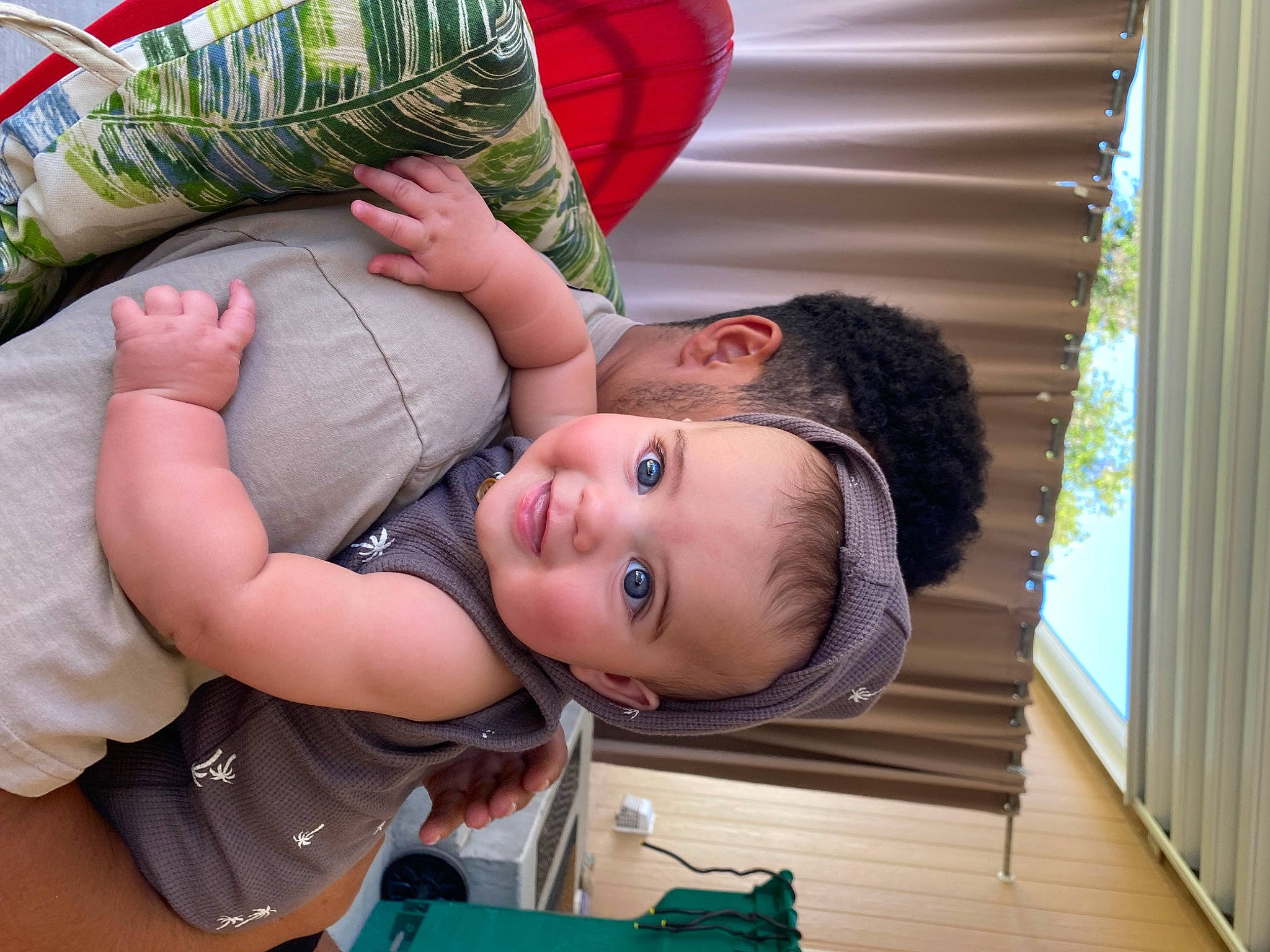 Beckham joined the competition — help win amazing prizes! baby, baby_products, baby_toddler_clothing, child, comfort, curtain, fun, green, happy, joy, leisure, luggage_and_bags, mouth, person, room, sitting, smile, toddler, vacation, window