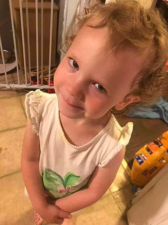 Caroline is registered to the contest to win money with this photo: blond, child, ear, neck, nose, person, play, toddler