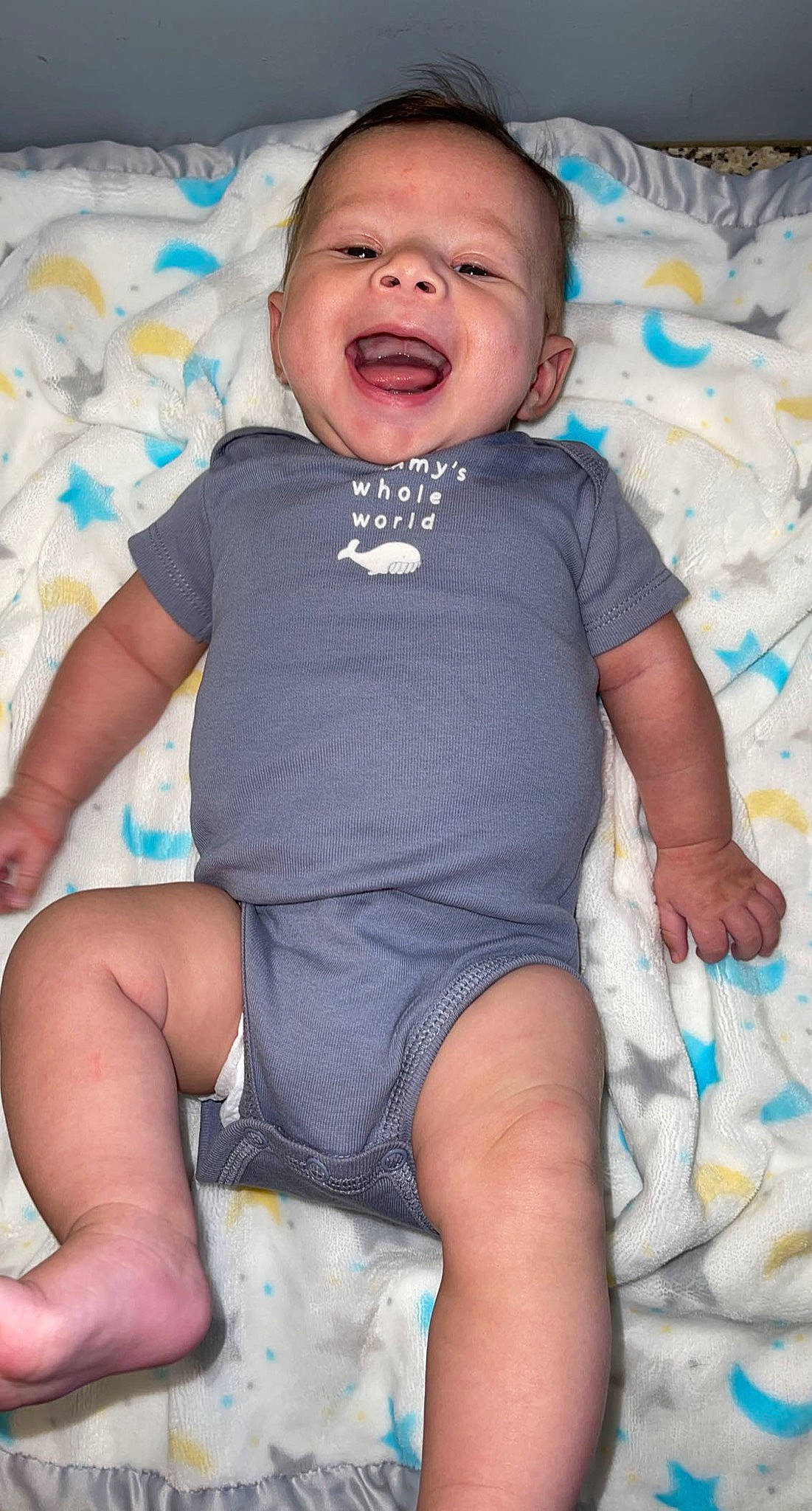 Jaxton joined the competition — help win amazing prizes! baby, baby_toddler_clothing, cheek, child, comfort, eye, finger, happy, iris, linens, mouth, nose, person, sitting, skin, sleeve, smile, t_shirt, thigh, toddler