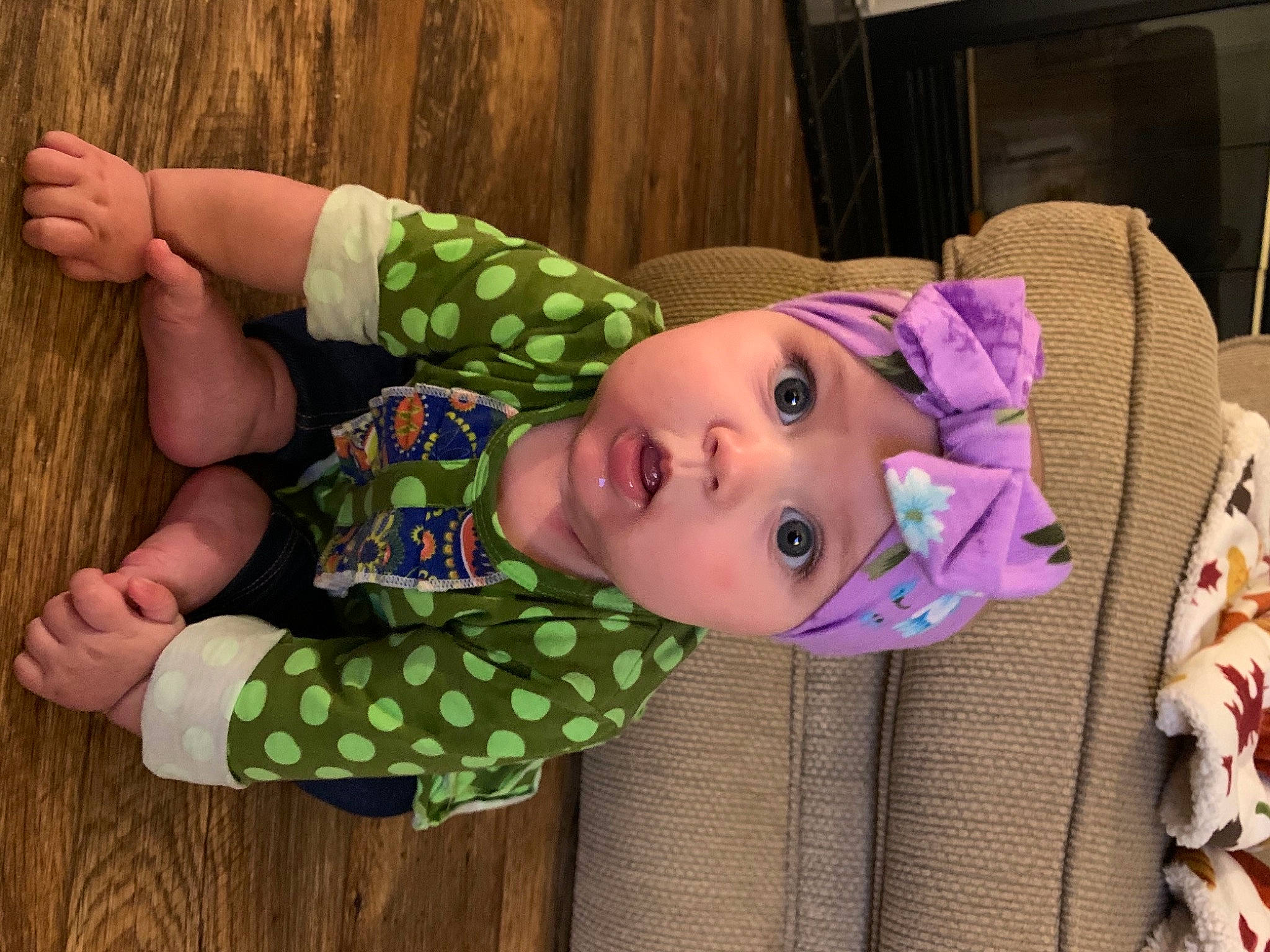 Delanie is registered to the contest to win money with this photo: baby, child, ear, headwear, person, surprise, toddler