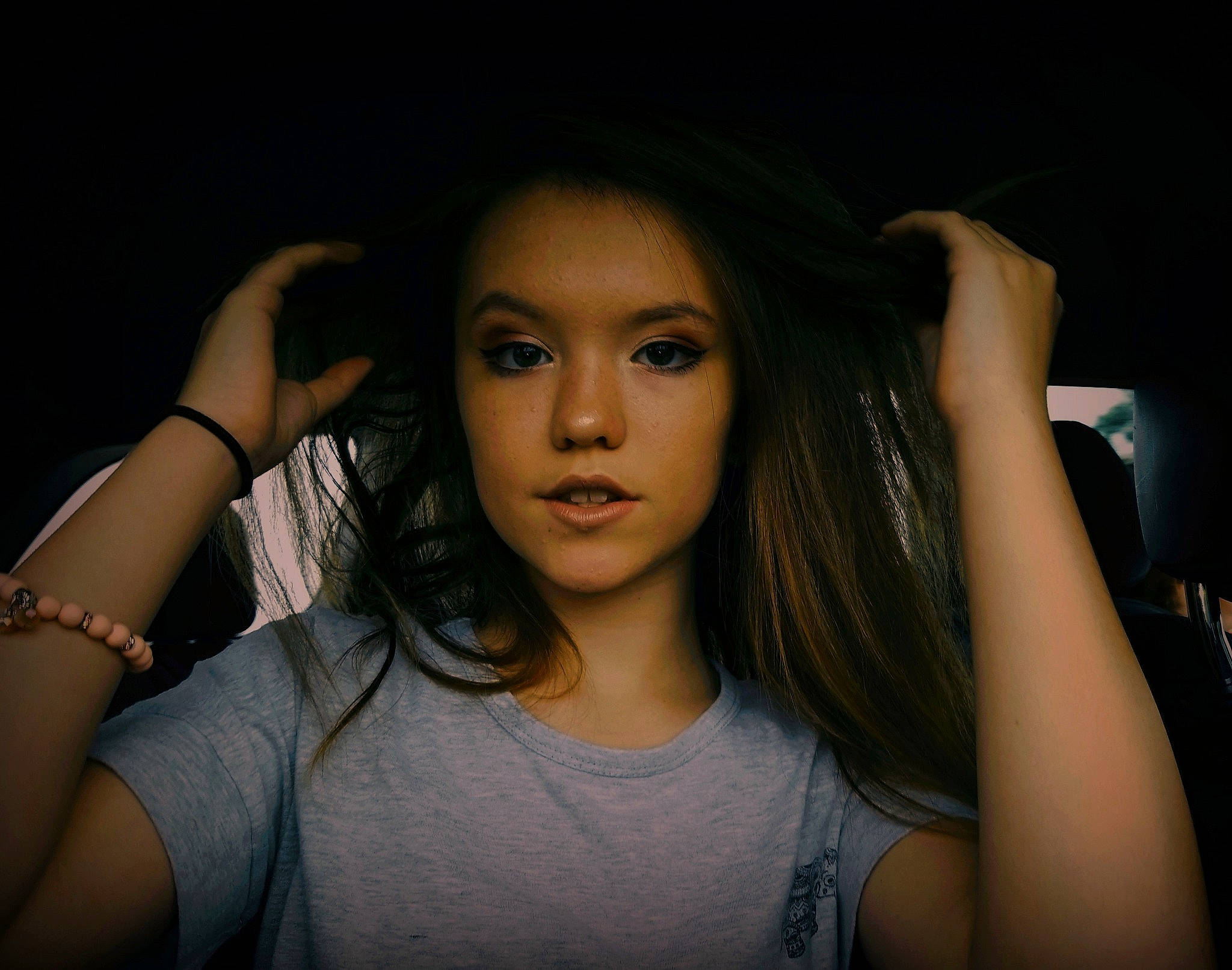 Elliana joined the competition — help win amazing prizes! arm, beauty, black, black_hair, cheek, chin, eye, eyebrow, face, flash_photography, forehead, hair, hairstyle, head, lady, lip, long_hair, nose, person, shoulder