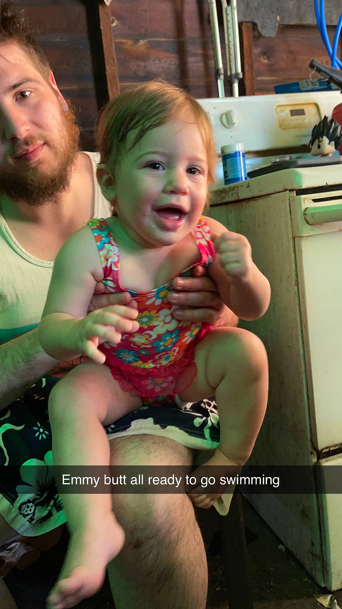 Emmerson joined the competition — help win amazing prizes! beard, child, cool, face, finger, hair, happy, head, kitchen_appliance, lap, leg, mouth, muscle, person, shorts, skin, smile, thigh, thumb, toddler