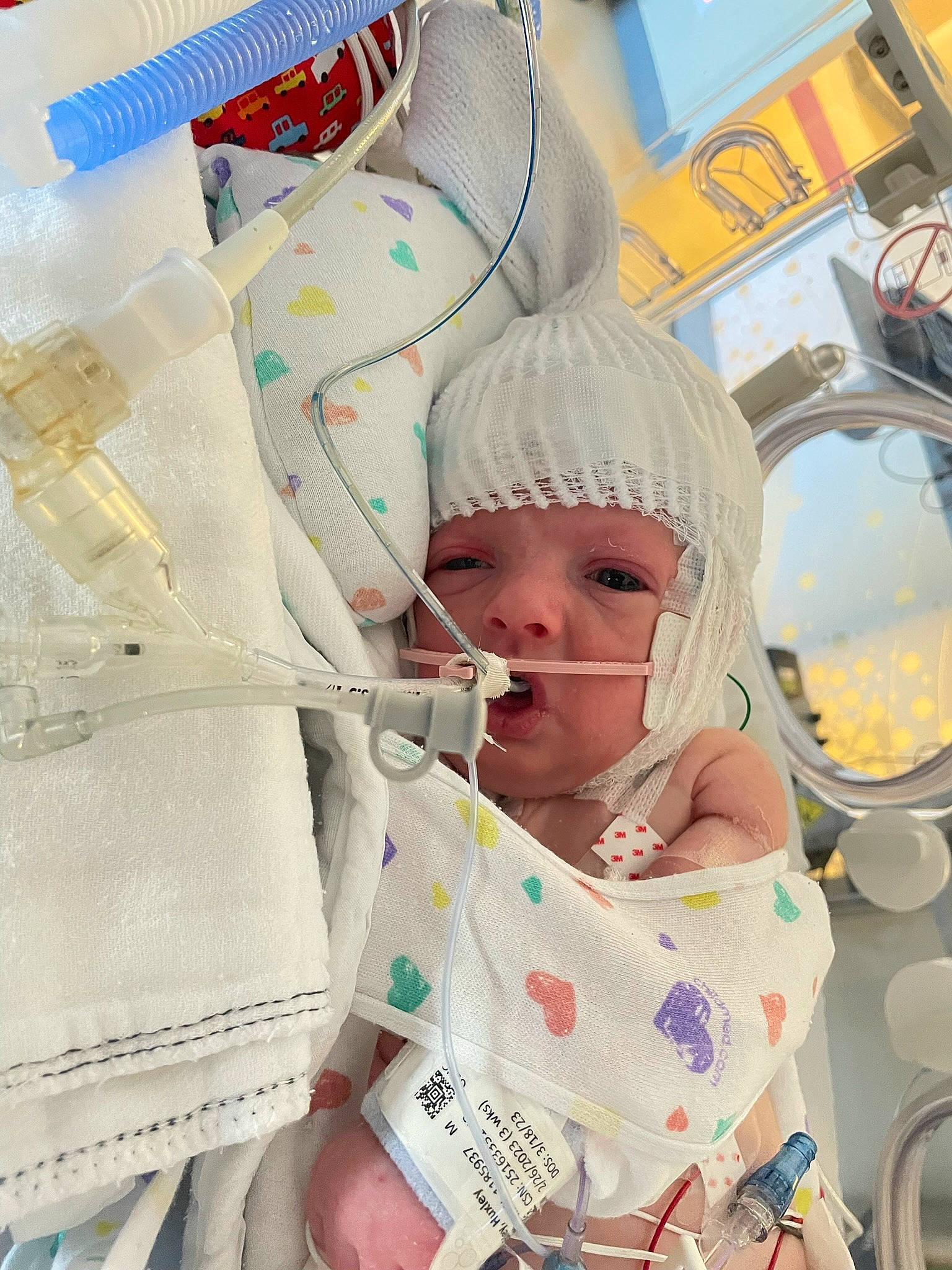 Huxley is registered to the contest to win money with this photo: art, baby, baby_products, baby_safety, baby_sleeping, baby_toddler_clothing, cap, child, comfort, happy, headwear, health_care, linens, medical, pattern, person, picture_frame, room, service, sleeve