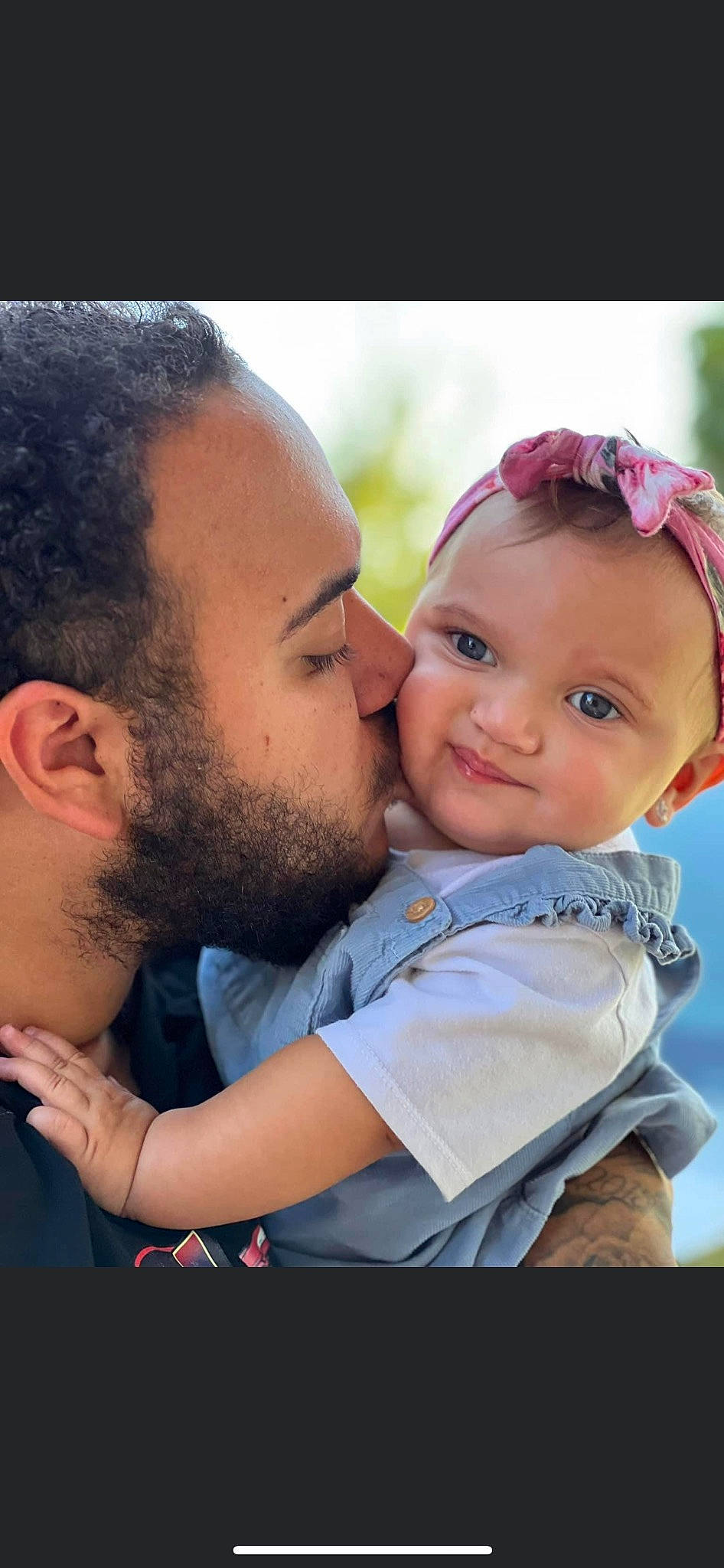 Leilani is registered to the contest to win money with this photo: baby, beard, cheek_kissing, child, eyewear, fun, gesture, grass, happy, hug, joy, kiss, leisure, love, mouth, nose, people_in_nature, person, portrait_photography, romance