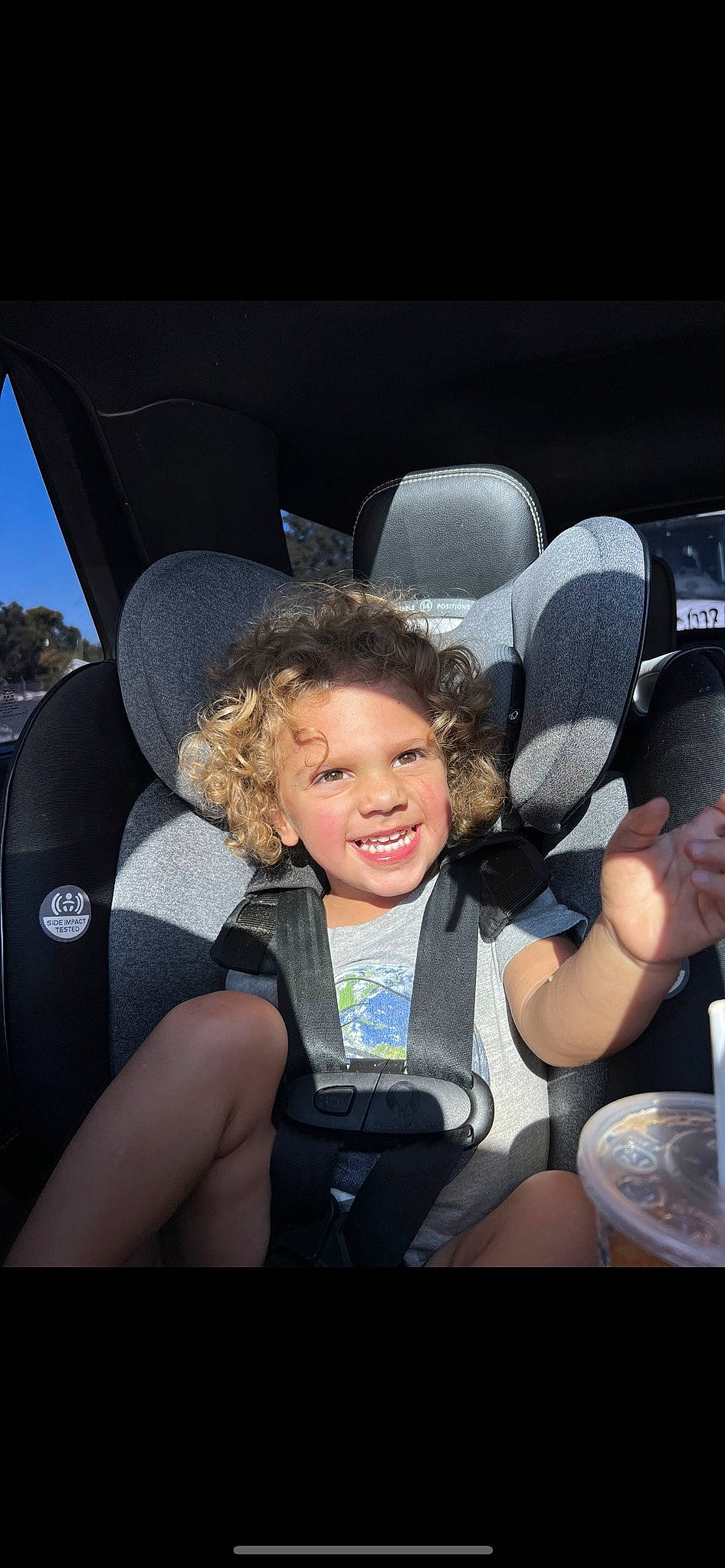 Alontae joined the competition — help win amazing prizes! auto_part, automotive_design, automotive_exterior, car, car_seat, car_seat_cover, chair, comfort, finger, gesture, happy, head_restraint, joy, leisure, motor_vehicle, person, seat_belt, smile, steering_wheel, toddler