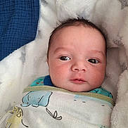 Elyes a rejoint le concours — aidez-le/la à gagner de superbes lots ! baby, blanket, child, clothing, comfort, cozy, cute, expression, face, head, indoors, infant, newborn, person, resting, skin, sleepwear, soft, swaddle, warm