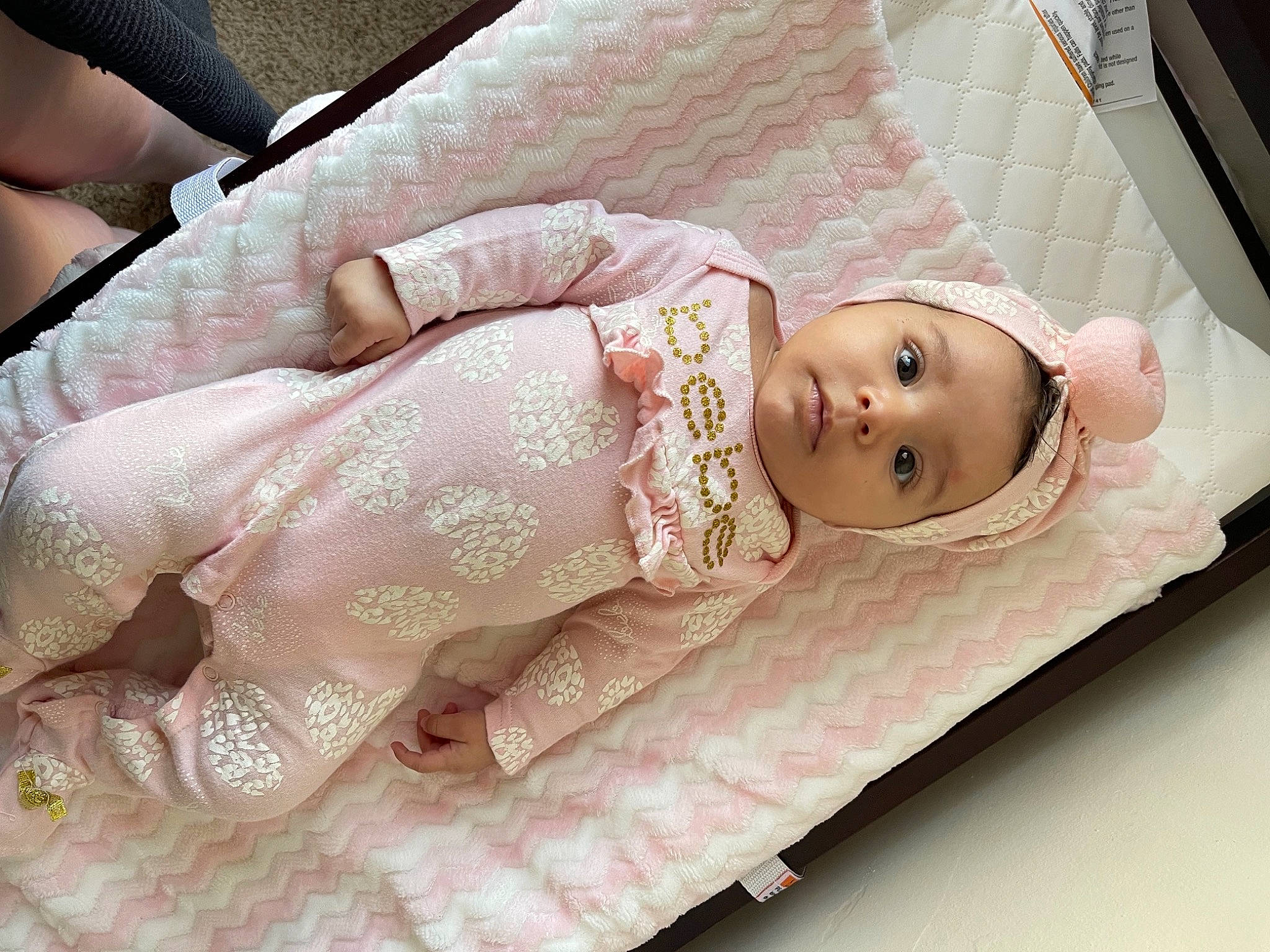 Aniyah joined the competition — help win amazing prizes! baby, baby_products, baby_toddler_clothing, bedding, cheek, child, comfort, doll, eyelash, fawn, headwear, linens, pattern, person, pink, room, skin, sleeve, toddler, toy