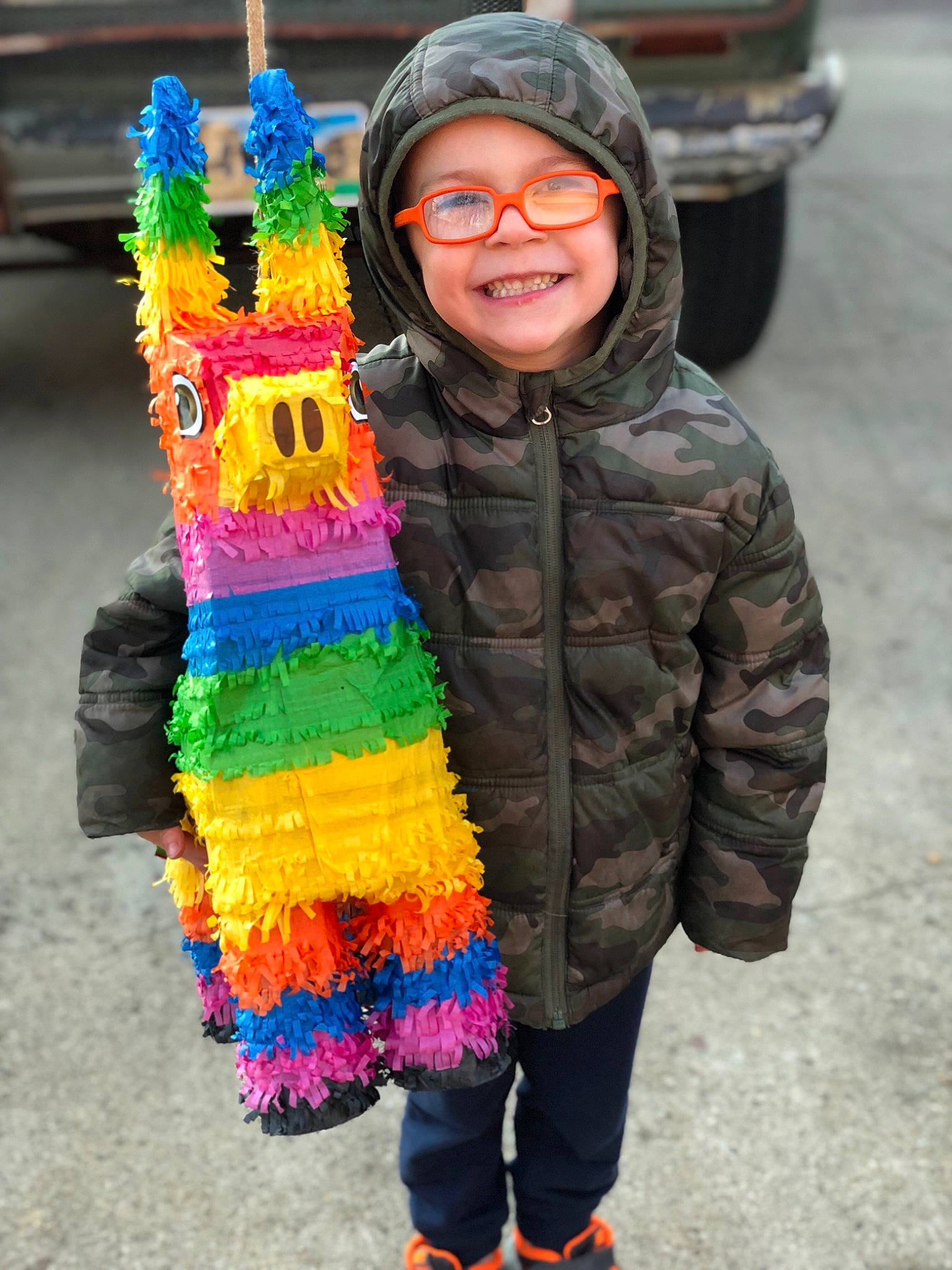 Noah joined the competition — help win amazing prizes! art, child, costume, fur, headwear, joy, party_supply, person, pinata, play, smile, visual_arts