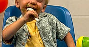 David joined the competition — help win amazing prizes! baby, biting, eating, face, food, happy, head, person